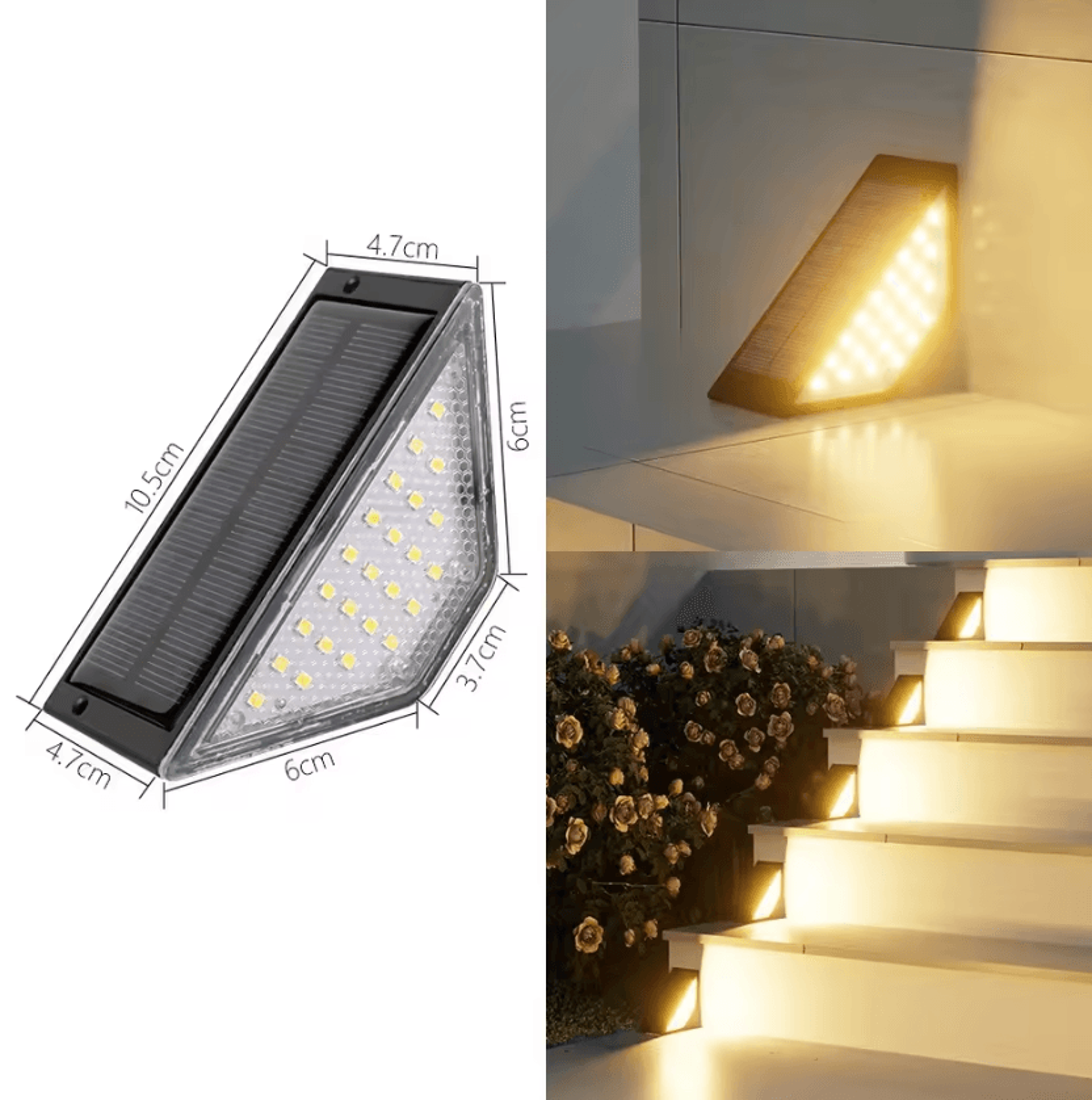 solar triangle step lights - waterproof led stair and pathway lights