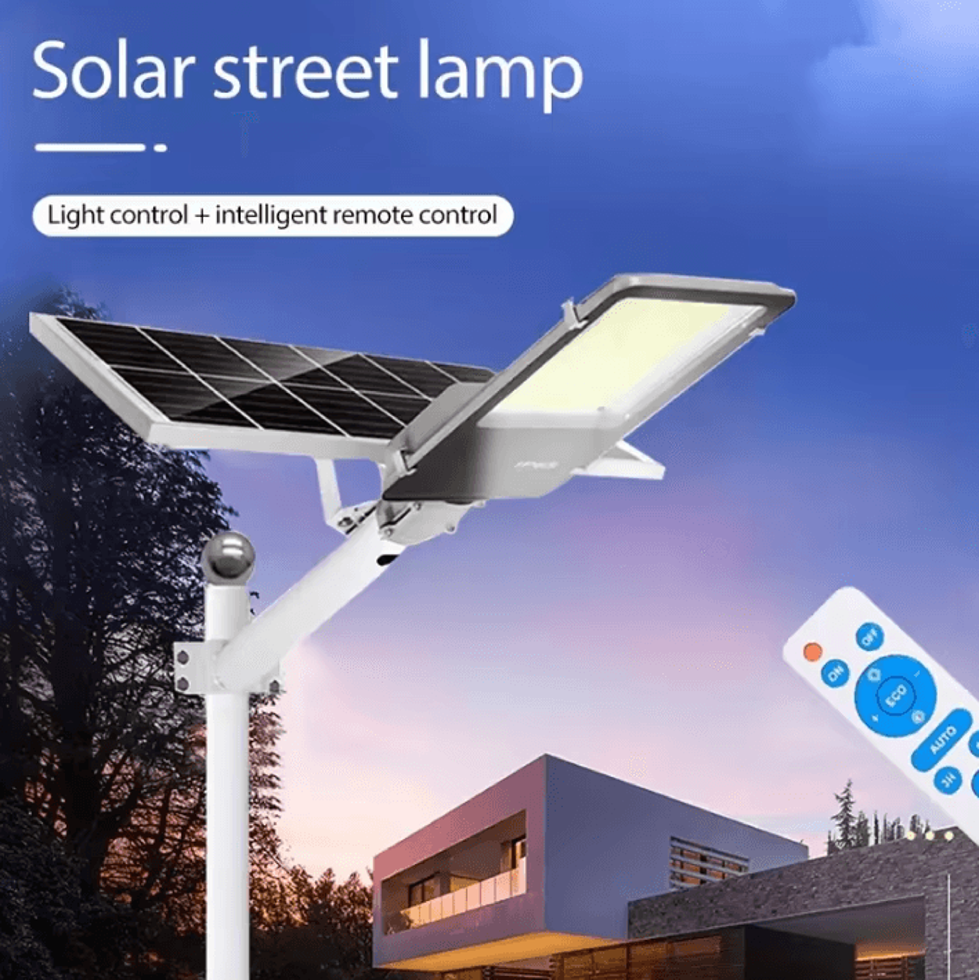 8000mah solar street light - dusk to dawn outdoor security flood light