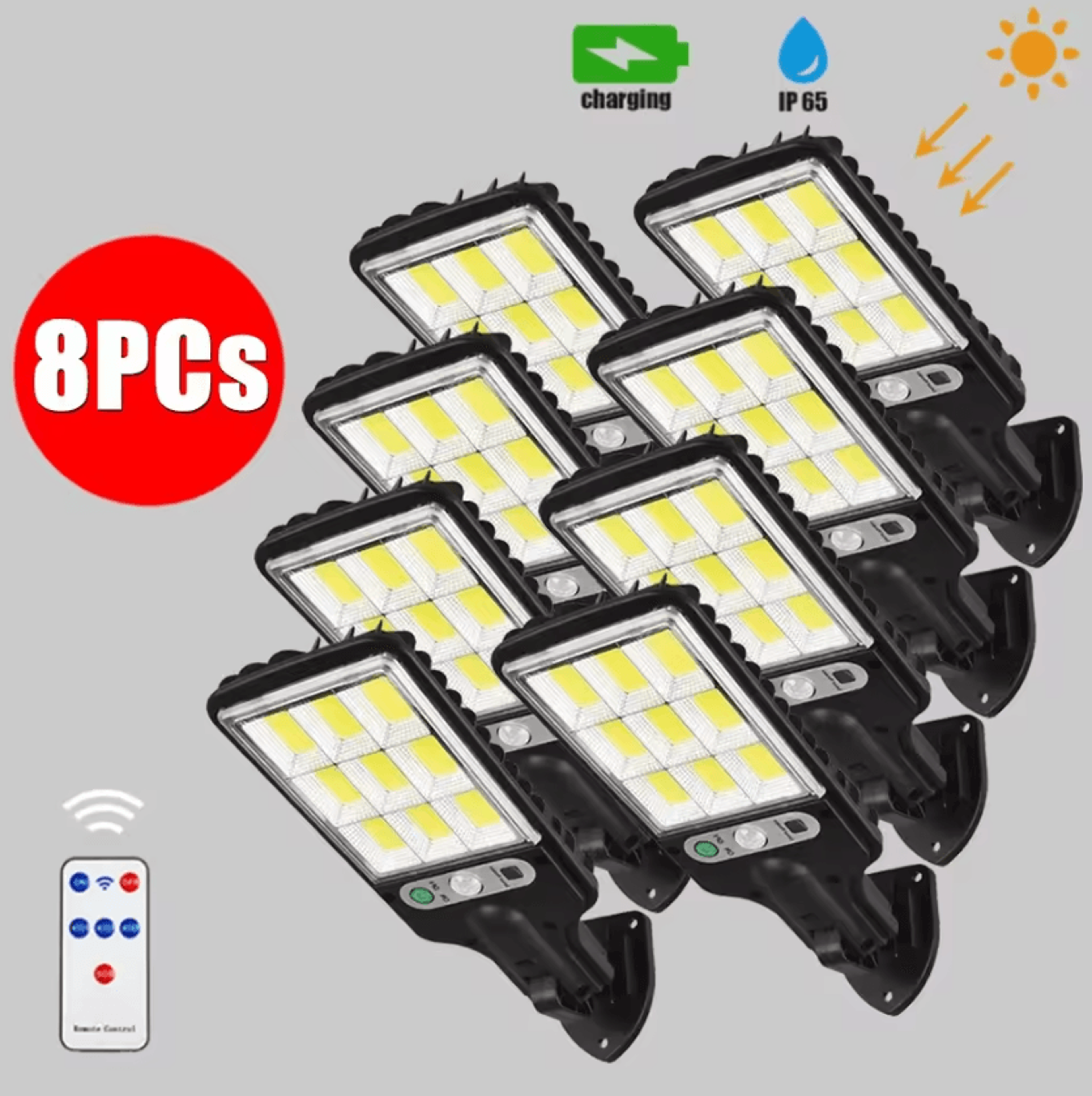 108 cob solar motion sensor light - 3 mode outdoor security wall lamp