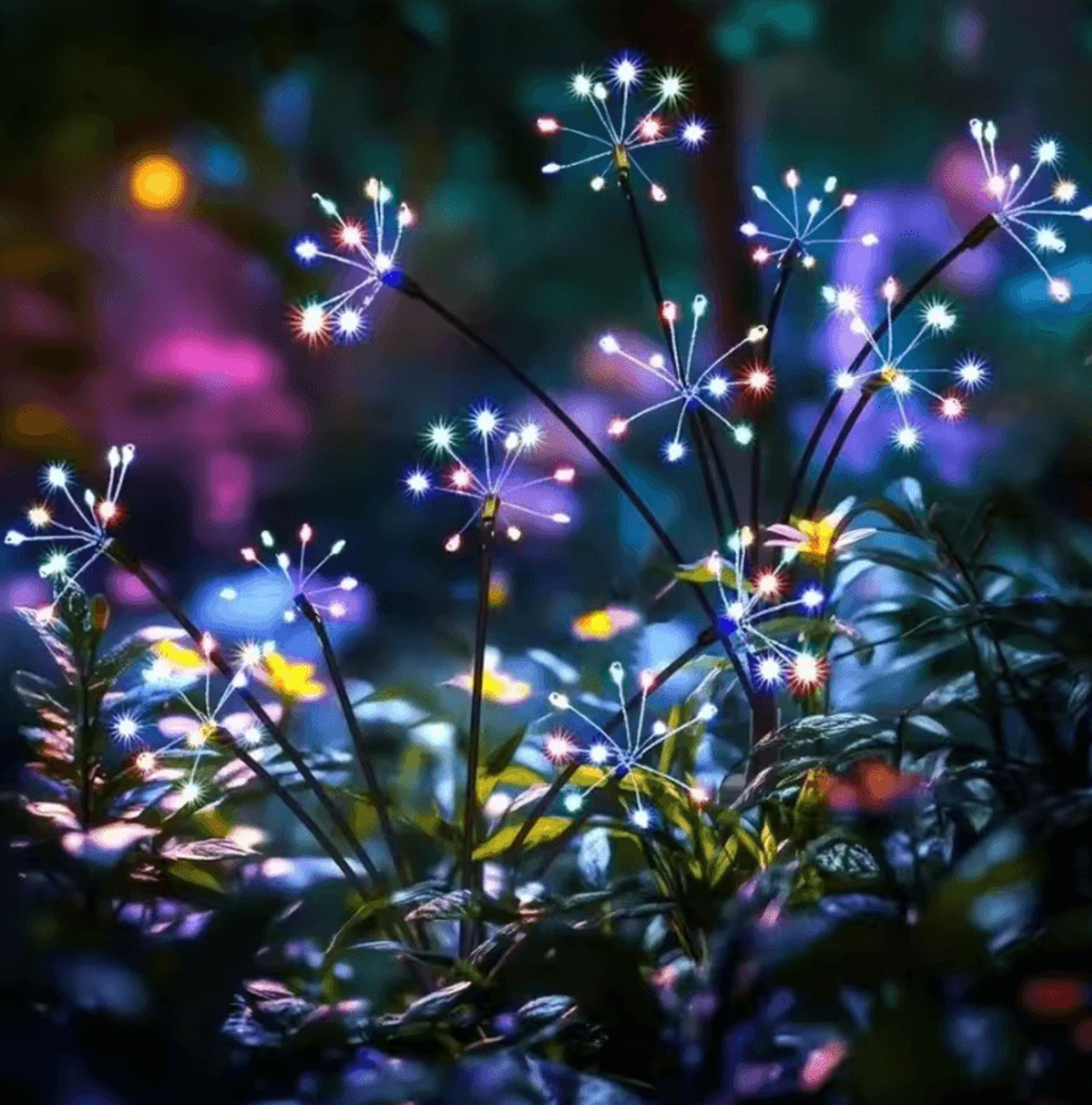 solar starburst garden lights - 6 8 10 head waterproof firework lights