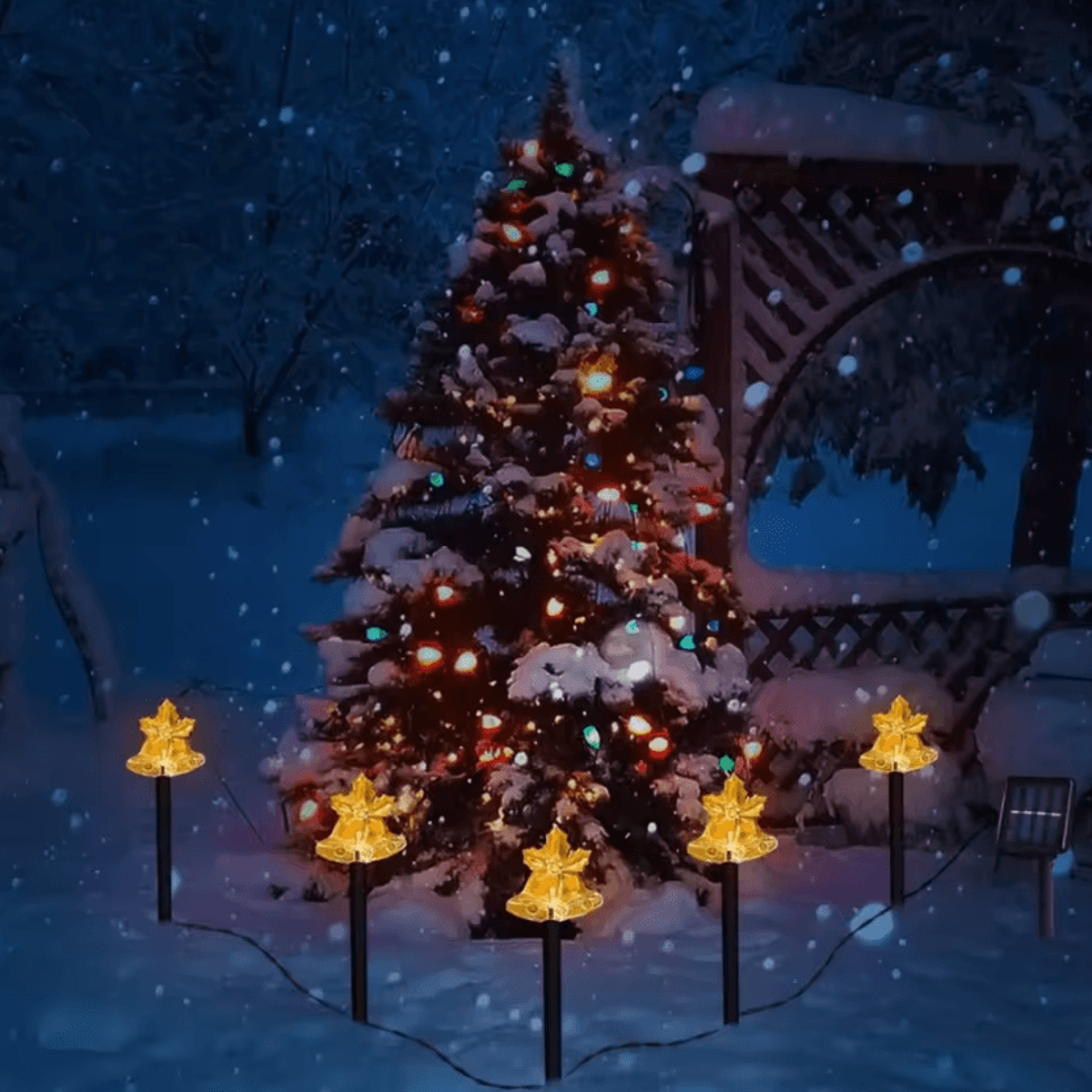 5 piece christmas stake lights - 8 mode outdoor pathway decorations
