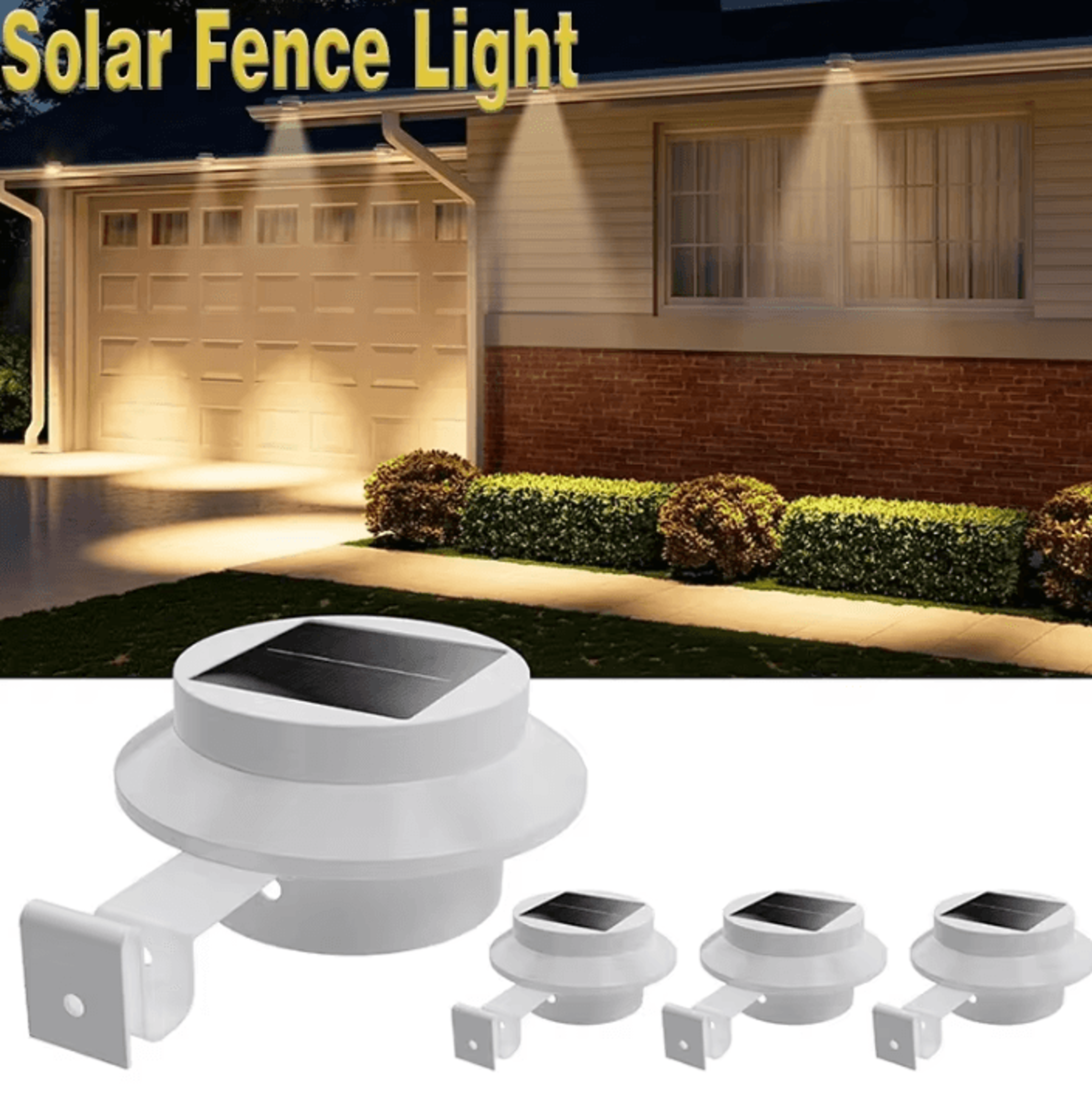 1-4 pack solar gutter lights outdoor waterproof porch and fence lights