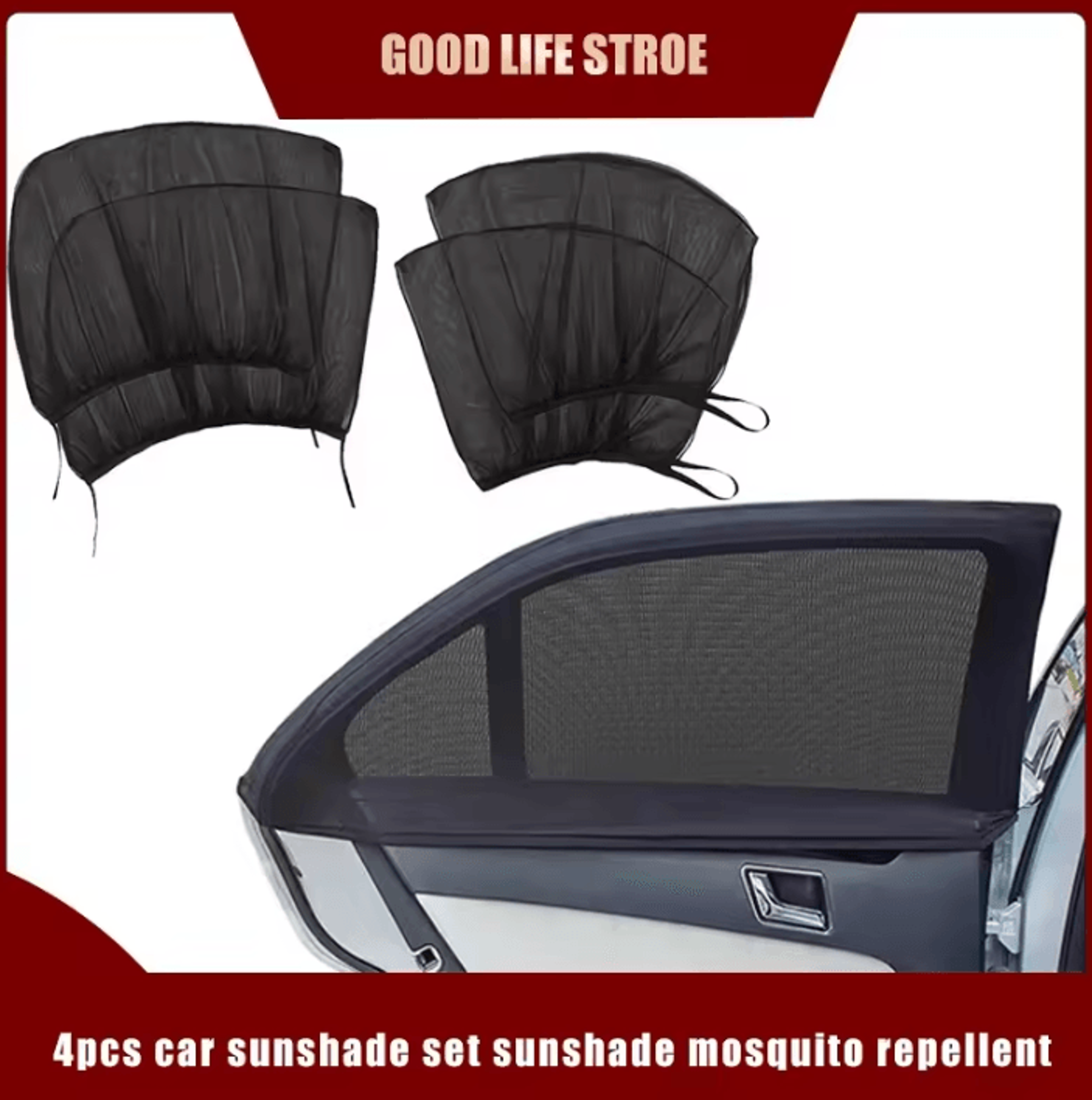 4pcs car window mosquito net sunshade universal sedan and suv screens