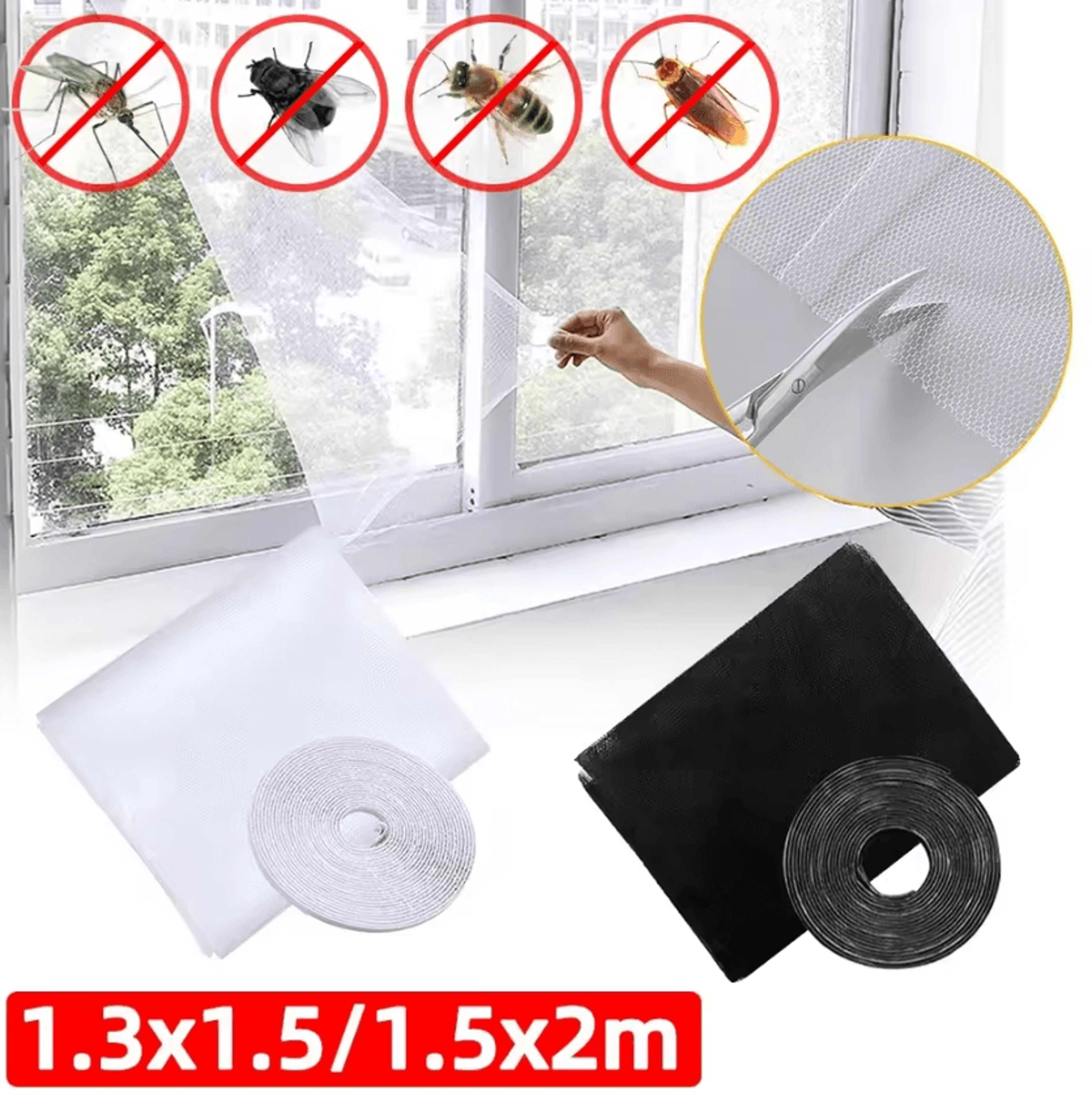 self-adhesive window mosquito net screen with fastener tape