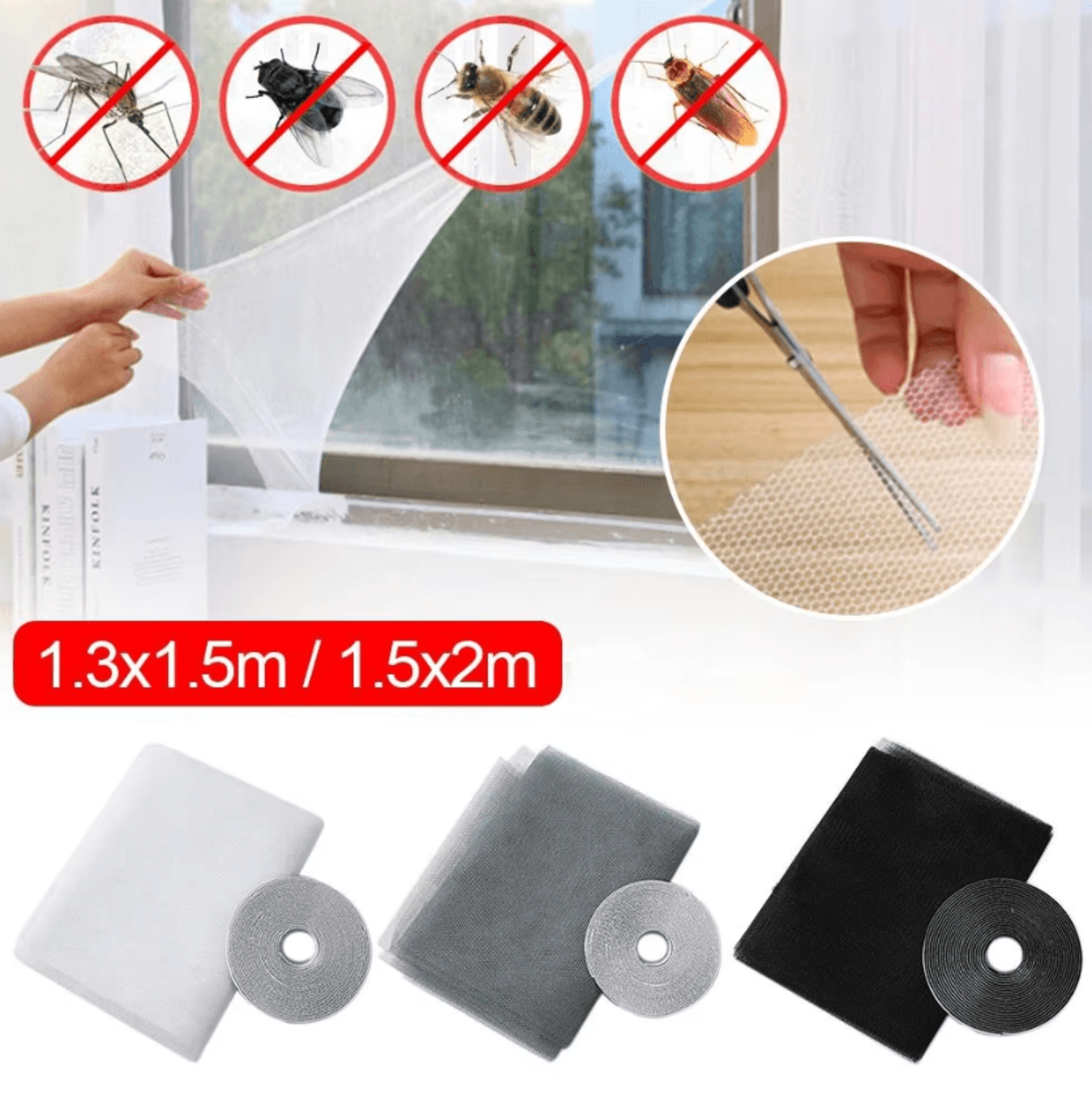 self-adhesive mosquito window screen diy insect fly mesh