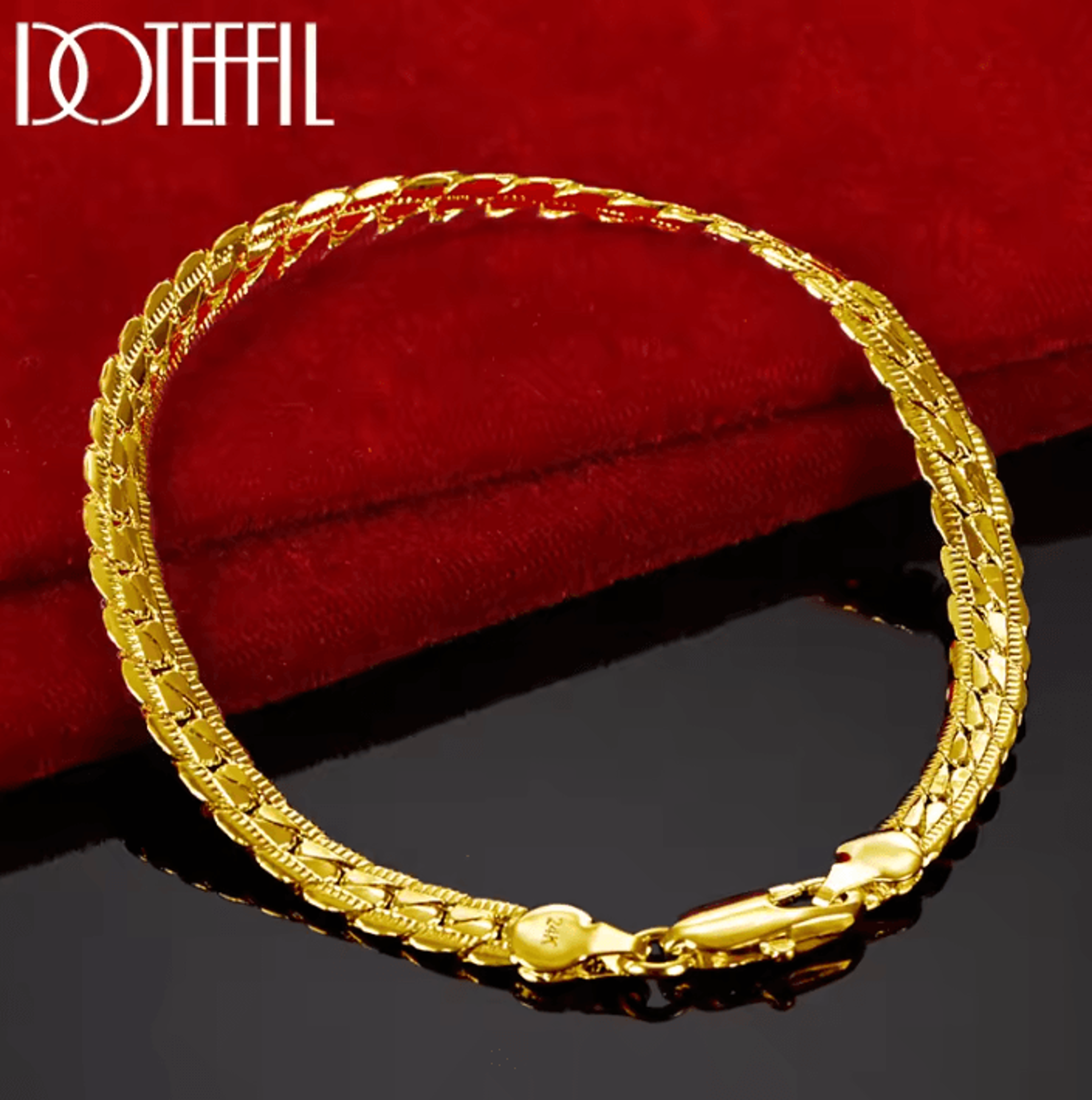 doteffil 925 sterling silver 6mm flat chain bracelet for men and women