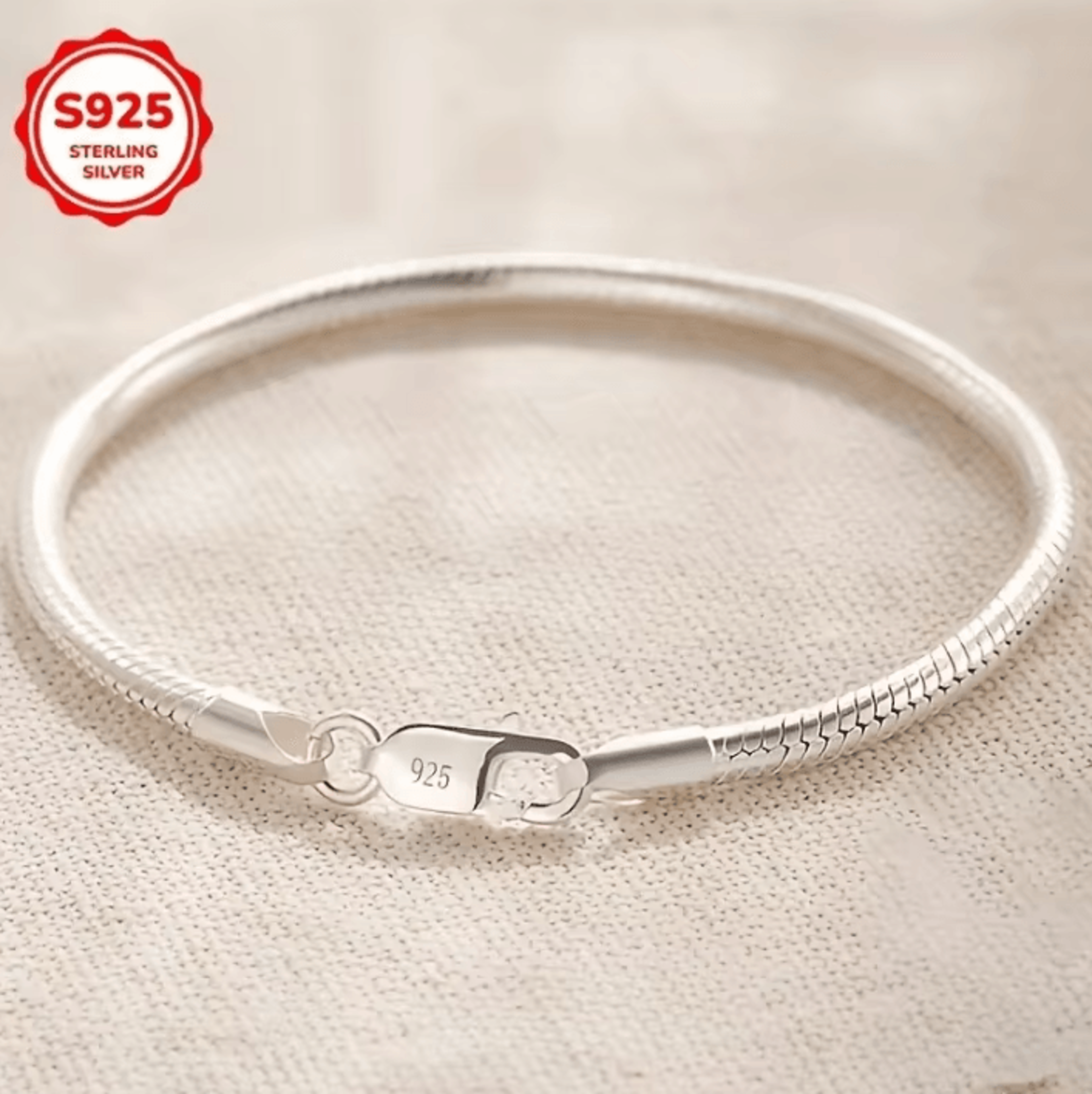 925 sterling silver 3mm 4mm snake chain bracelet for women and men