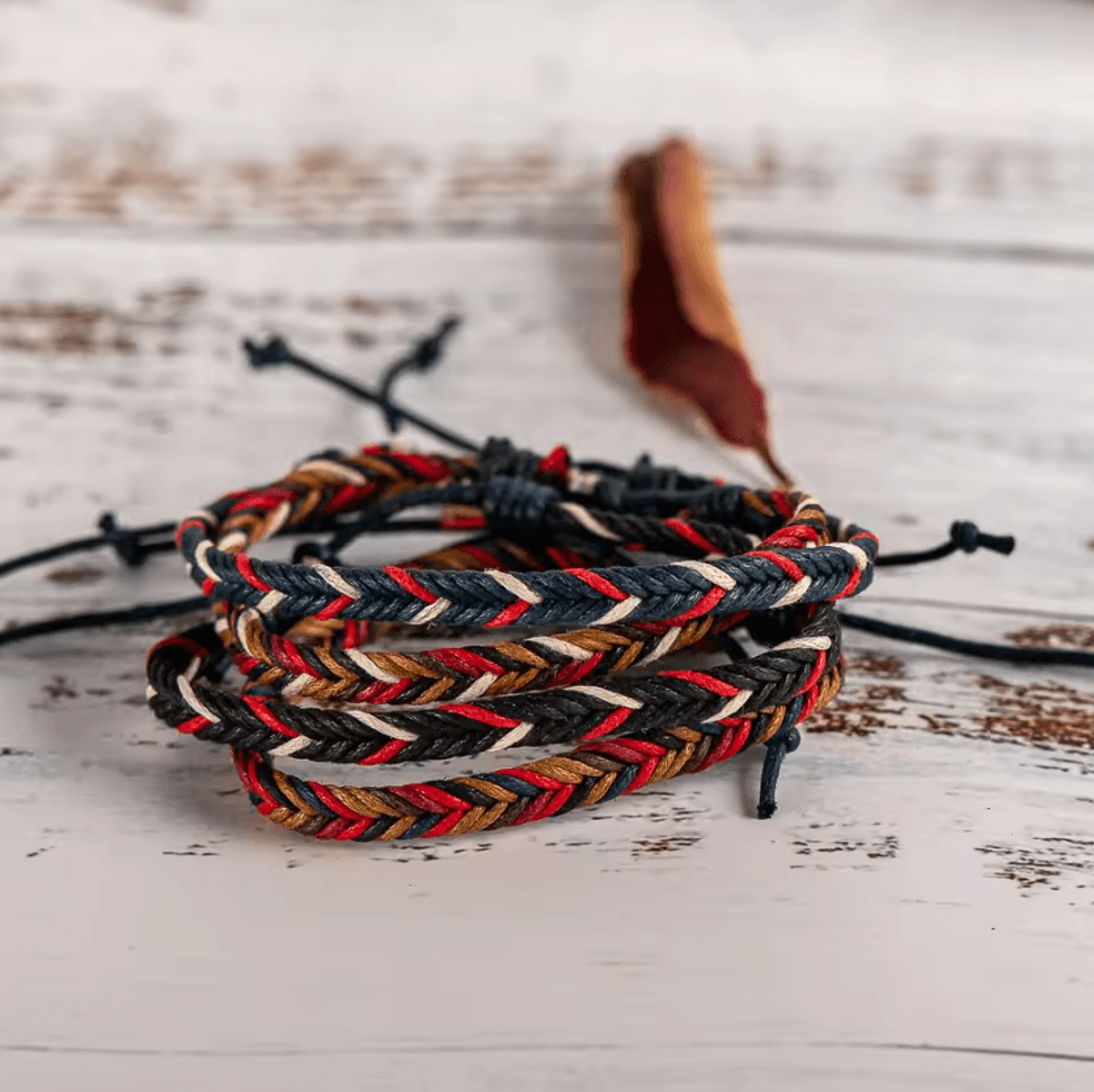 handmade adjustable macrame woven rope bracelet for women