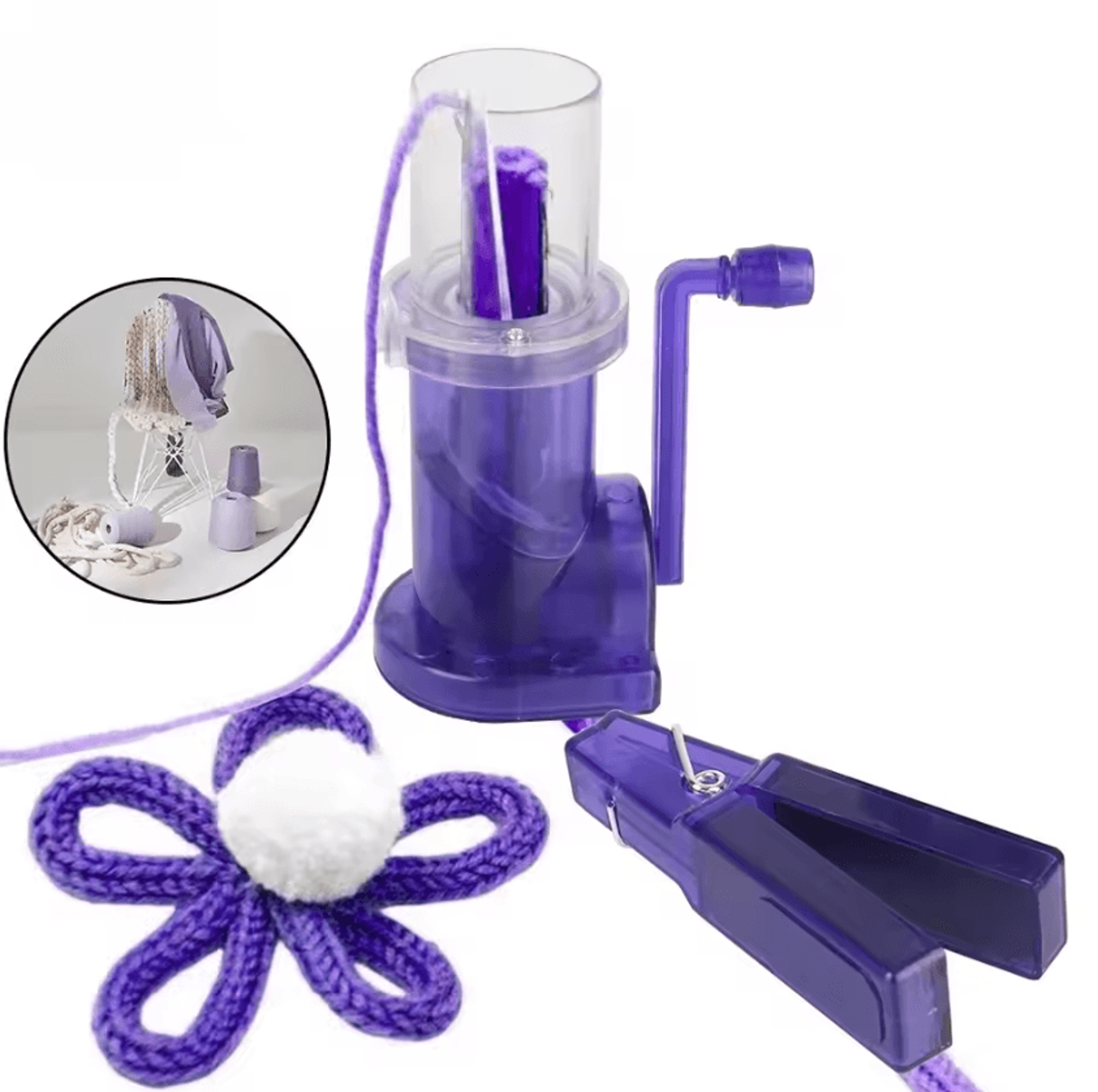 portable hand crank i-cord knitting machine for diy yarn crafts