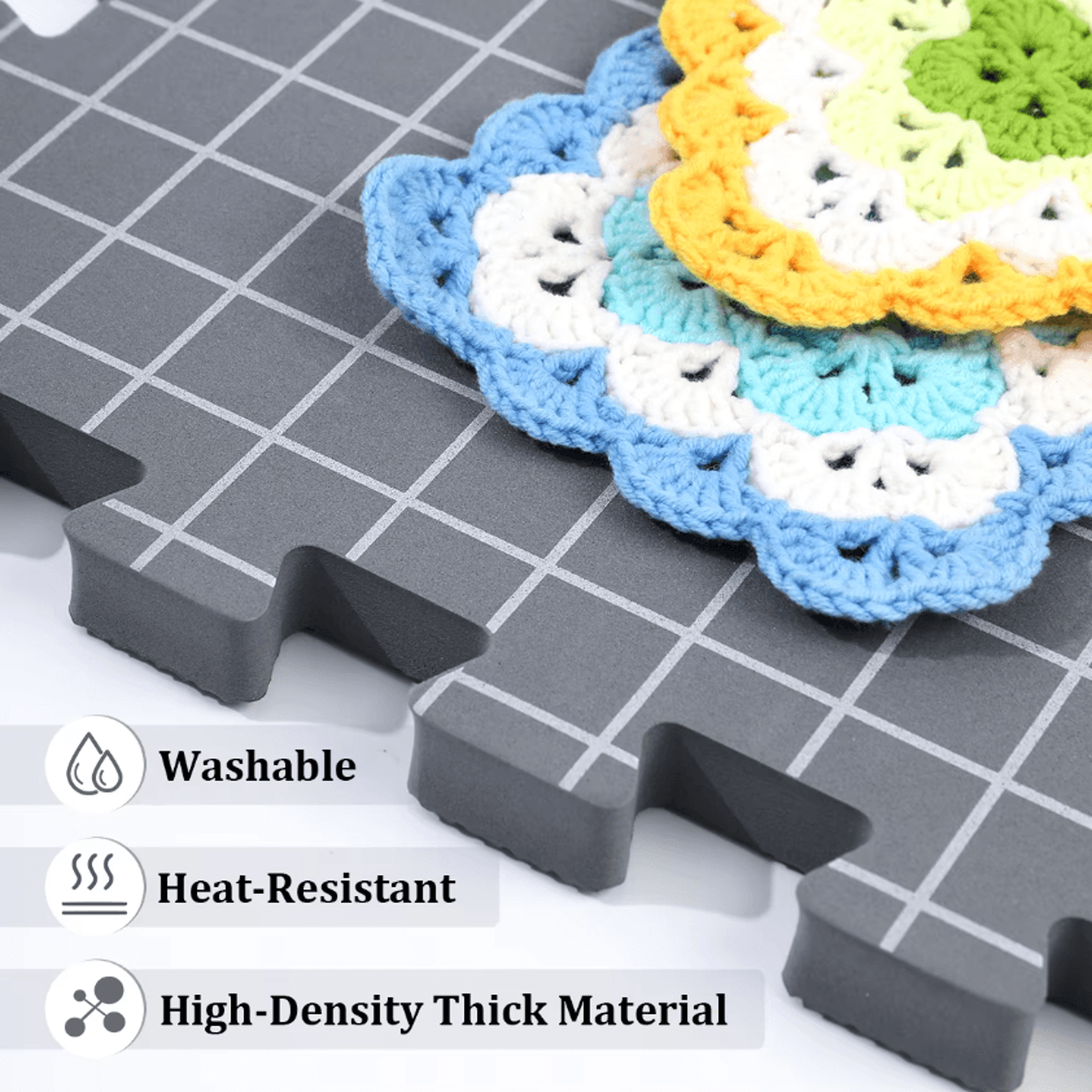 4-piece extra thick foam blocking mats for knitting and crochet