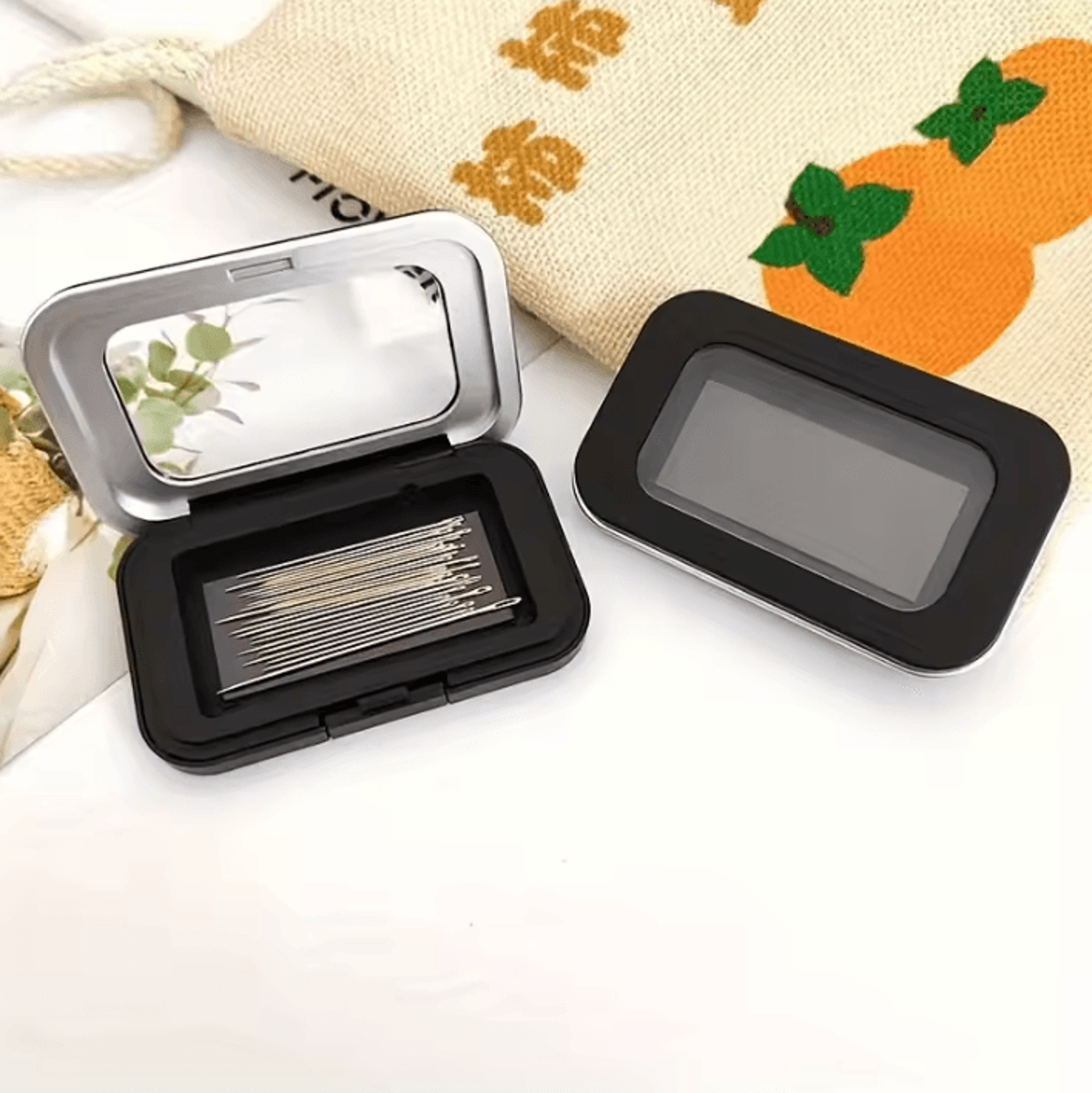 magnetic needle storage box - portable sewing needle holder and pin organizer