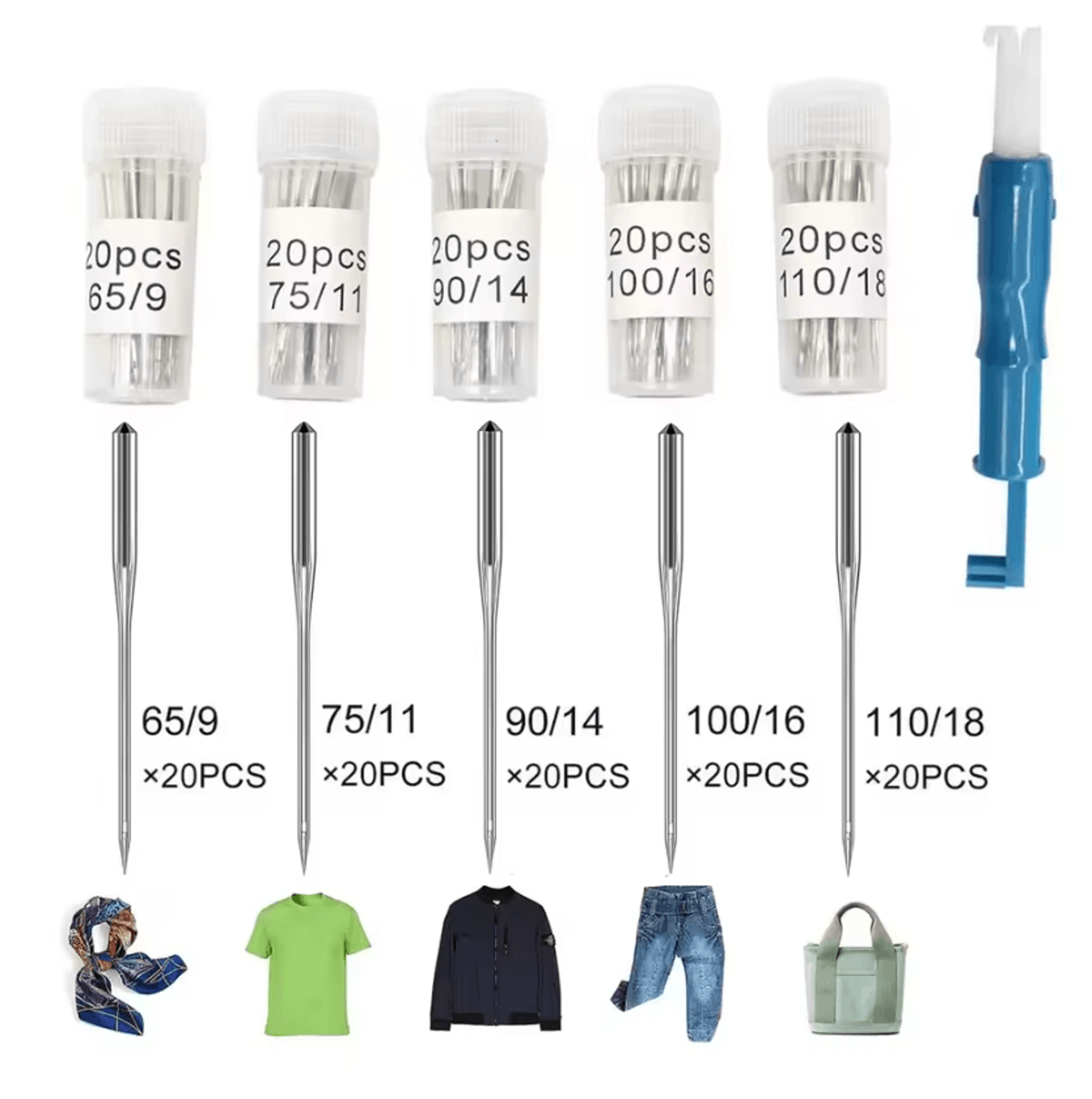 100-piece universal sewing machine needle set - stainless steel needles for singer, brother and janome