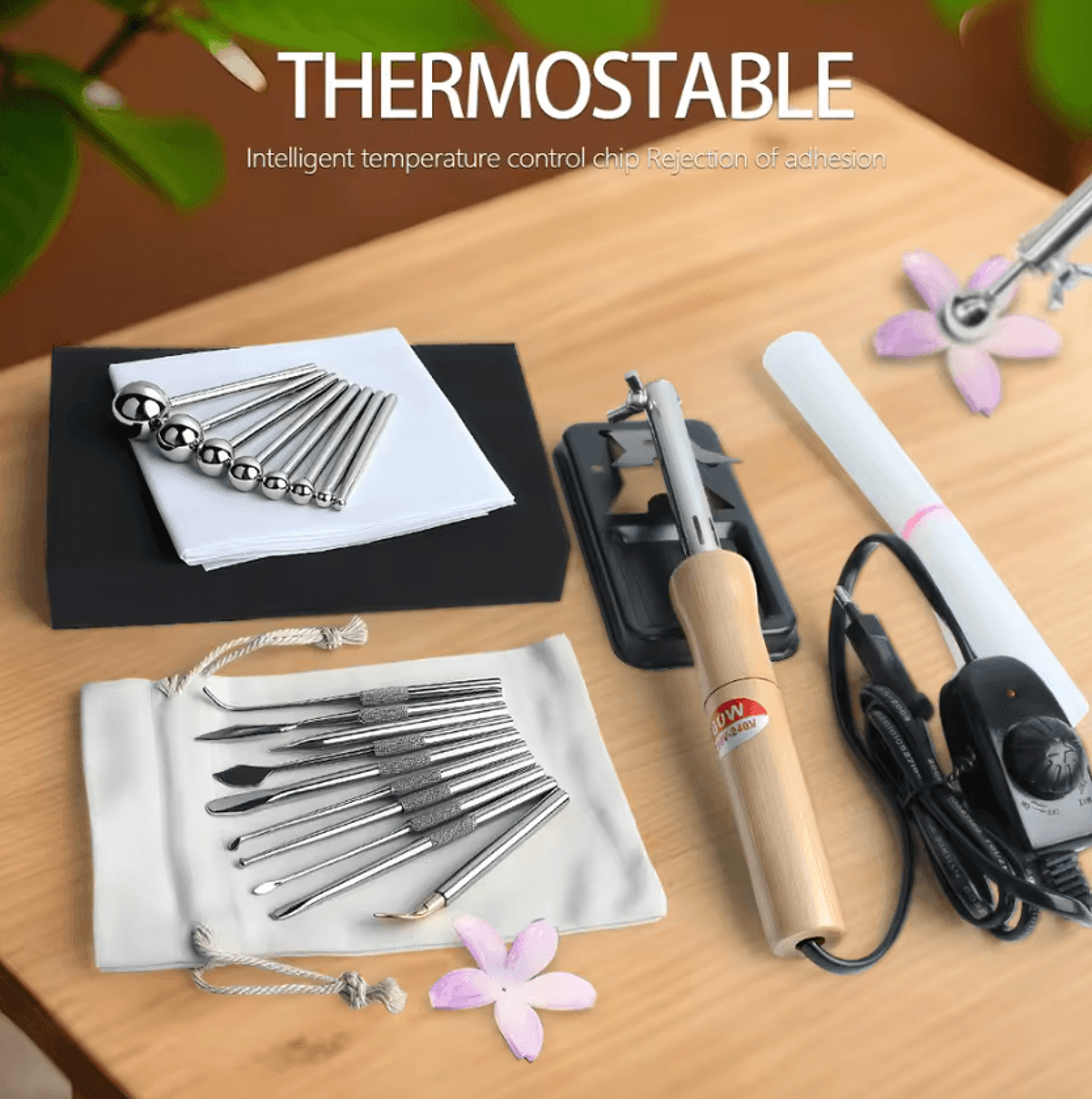 adjustable fabric flower maker - electric flower shaping iron tool set