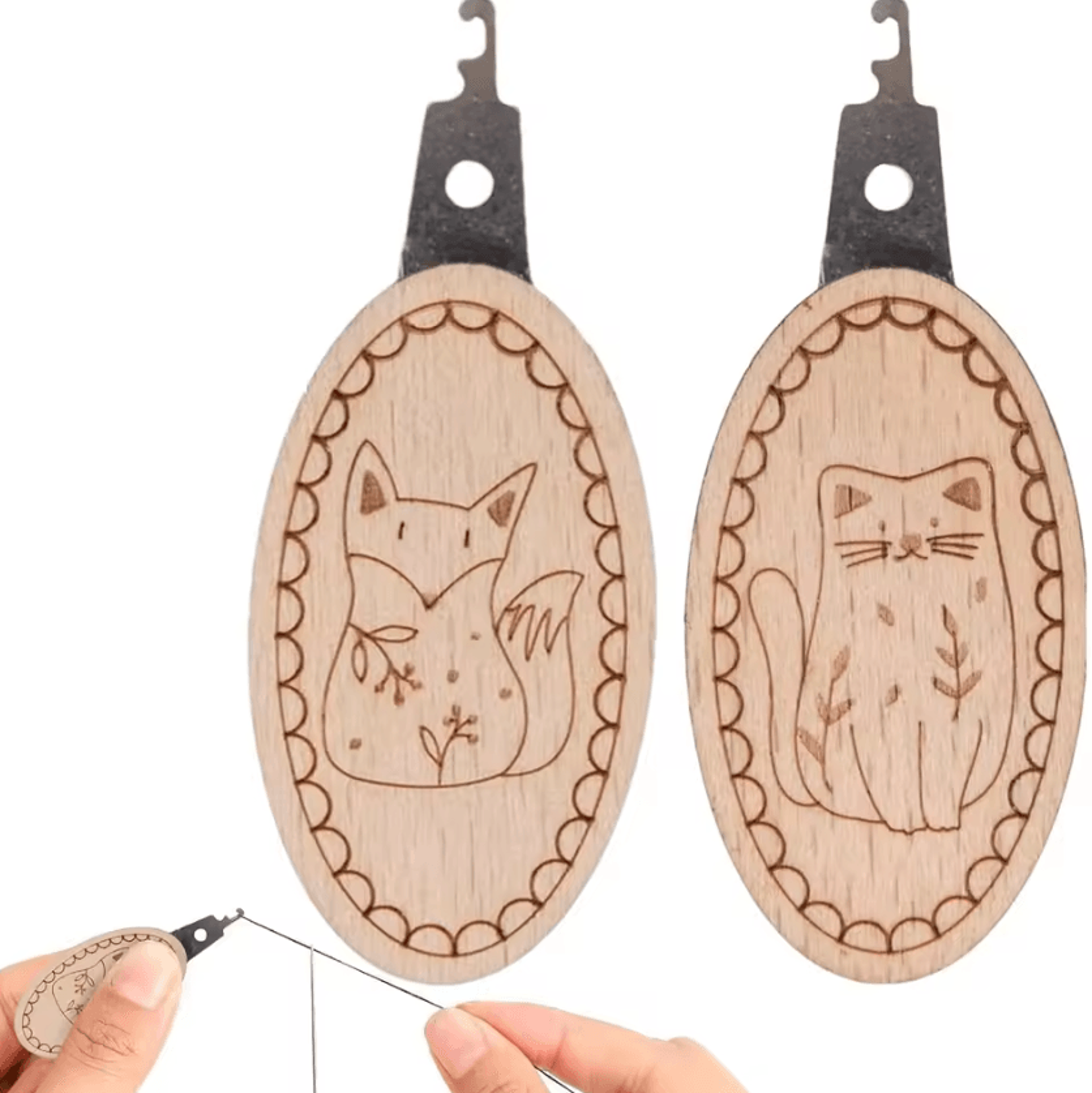 2-piece animal needle threader set - easy threading aid for sewing and embroidery