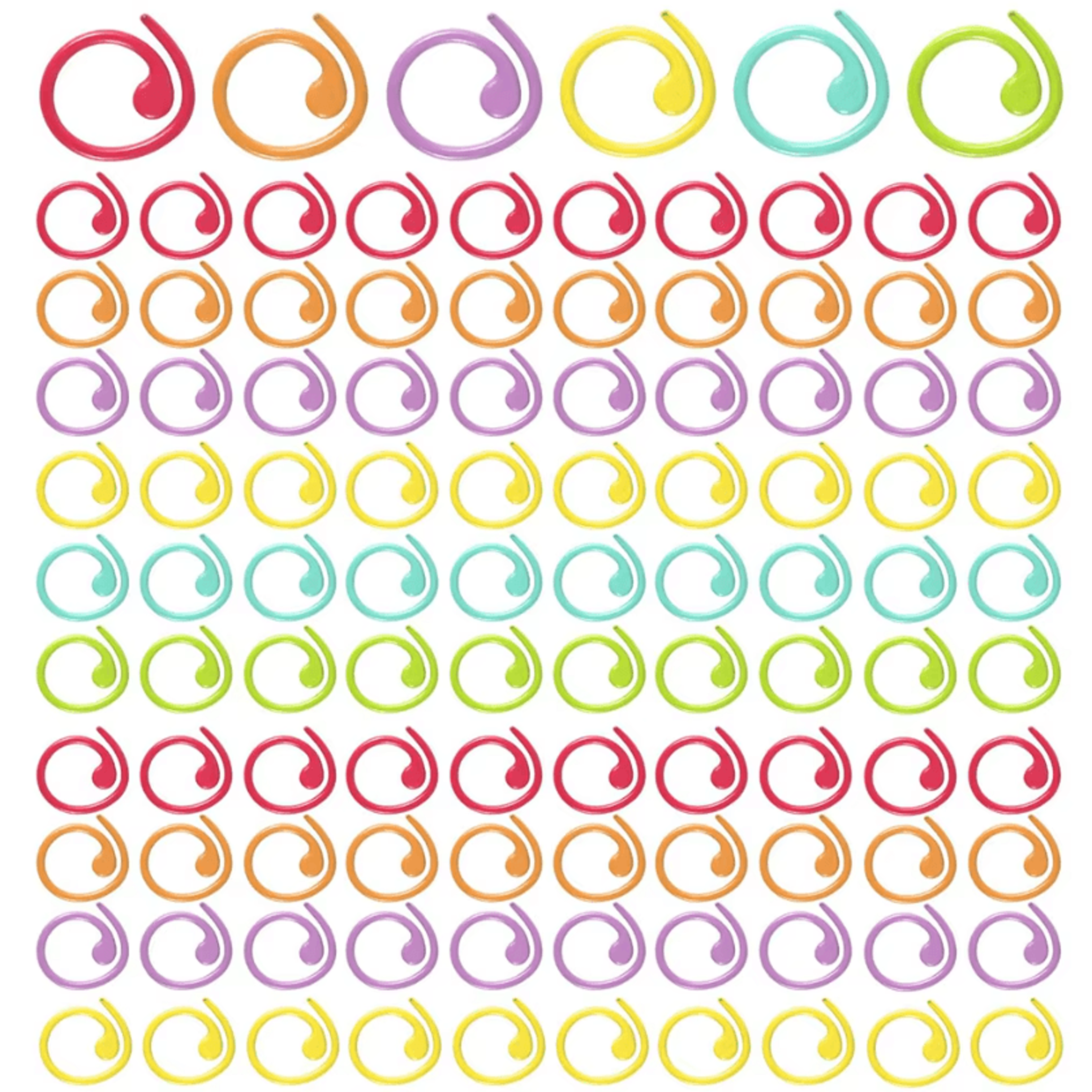 100-piece spiral stitch marker set - zinc alloy knitting and crochet markers