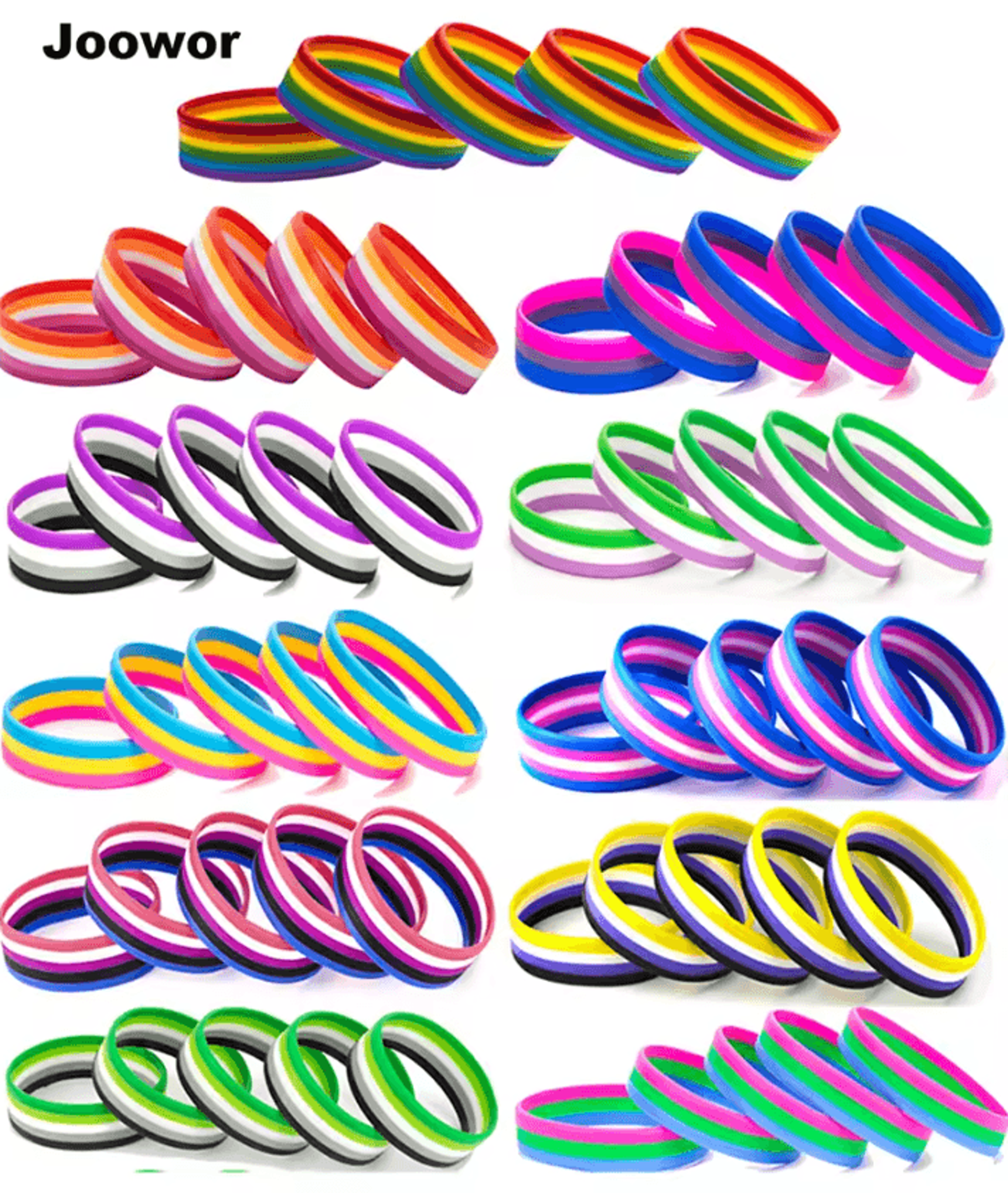 lgbt pride silicone wristband - rainbow and identity flag bracelet