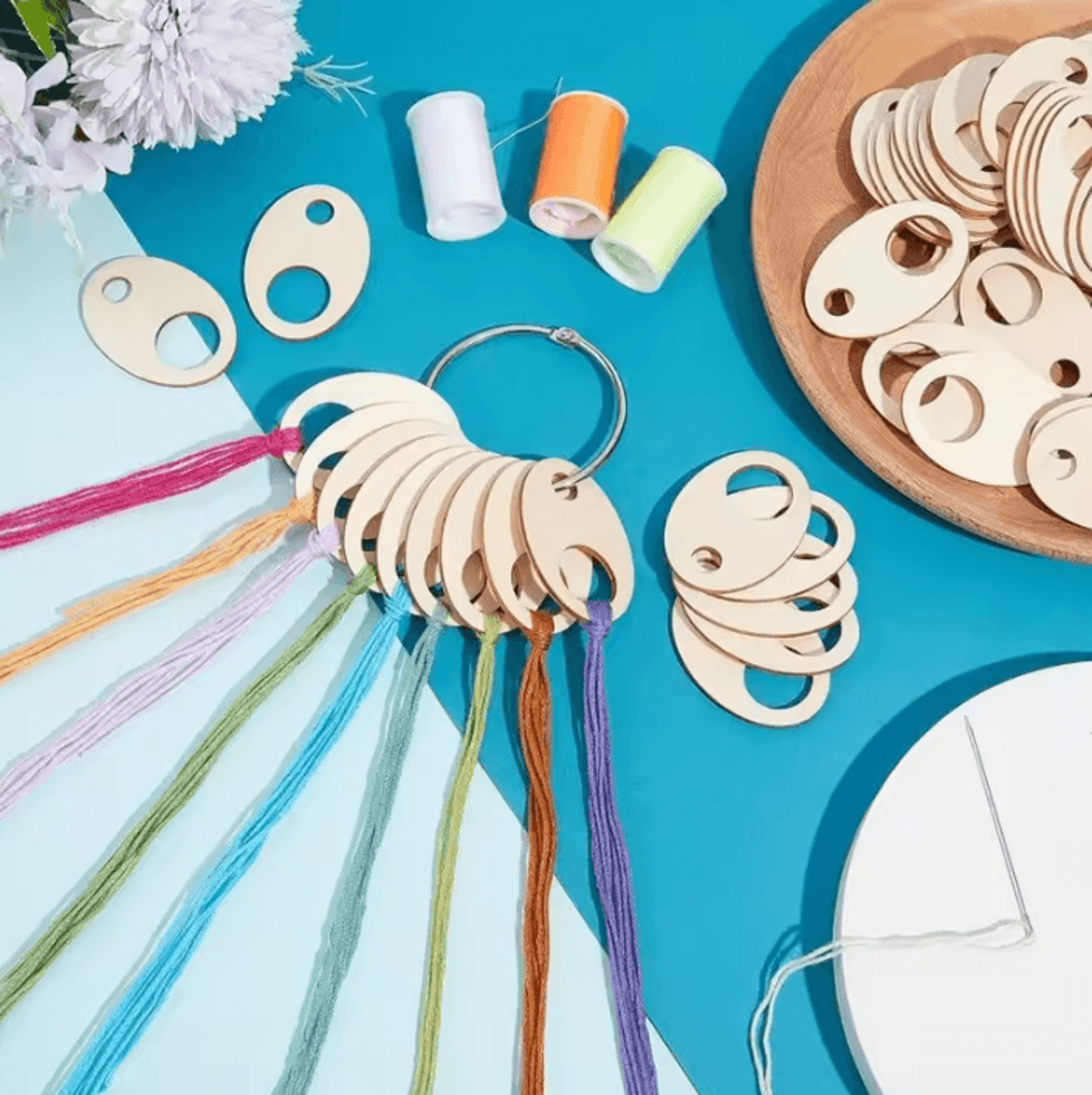 50pcs wooden embroidery floss drops - teardrop thread organizer for cross stitch