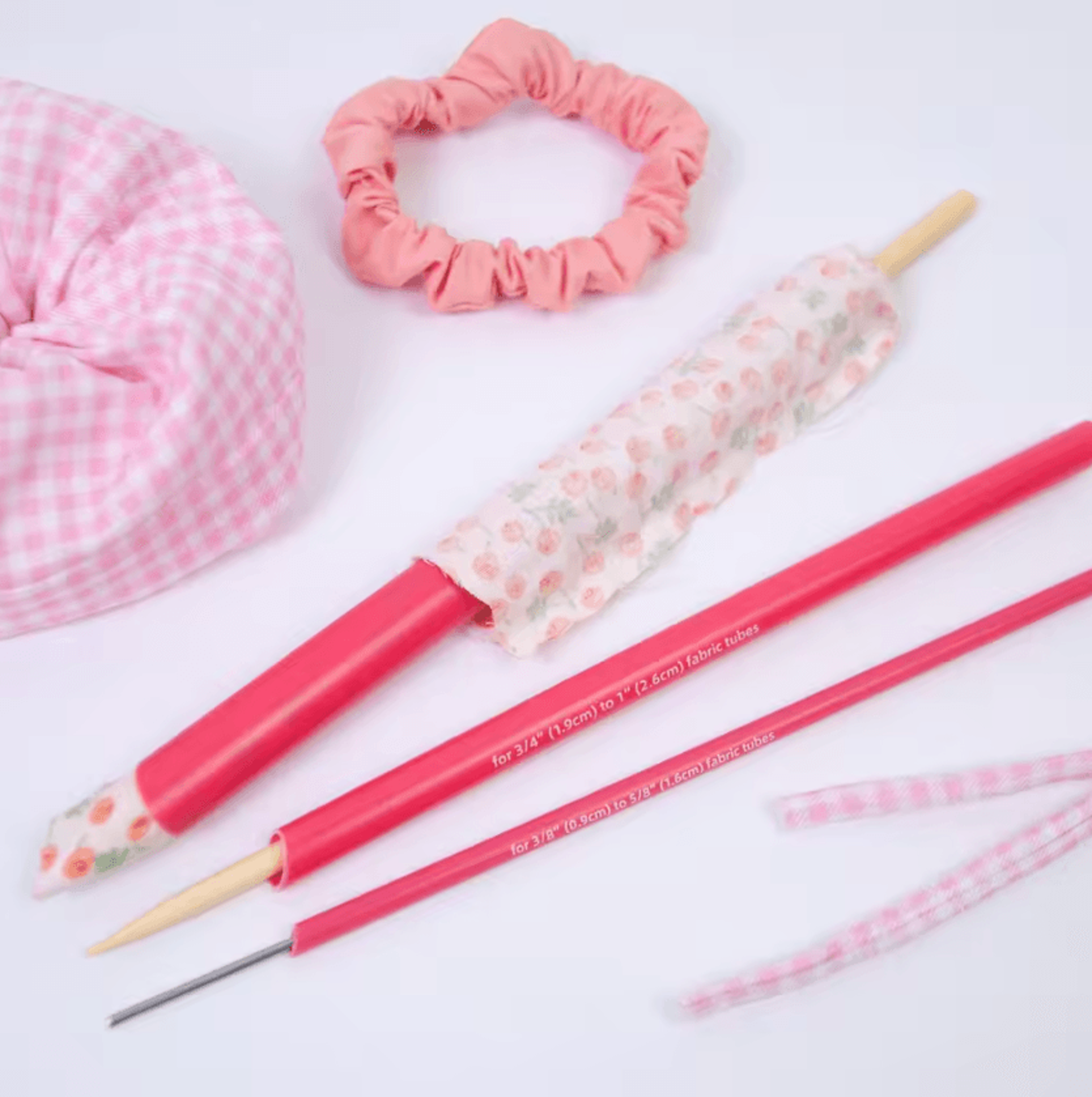 3-size fabric tube turner set - sewing tool for straps, loops and cords