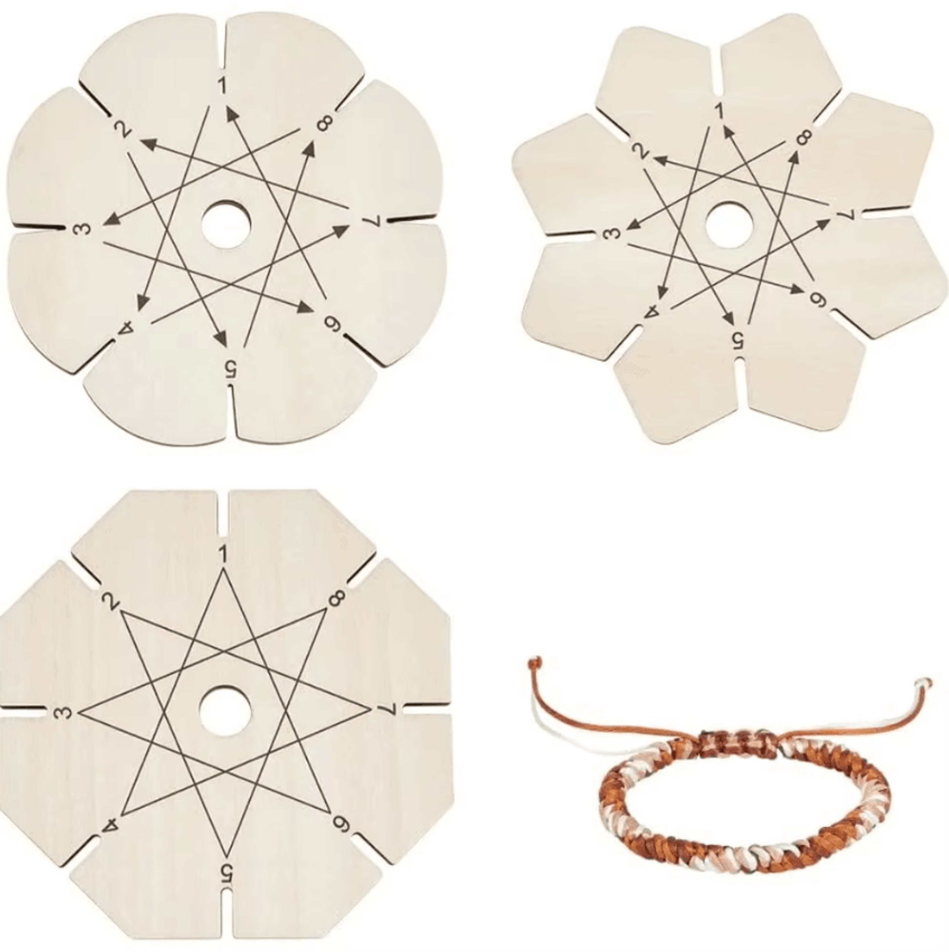 3pcs wooden kumihimo braiding disk set - friendship bracelet maker