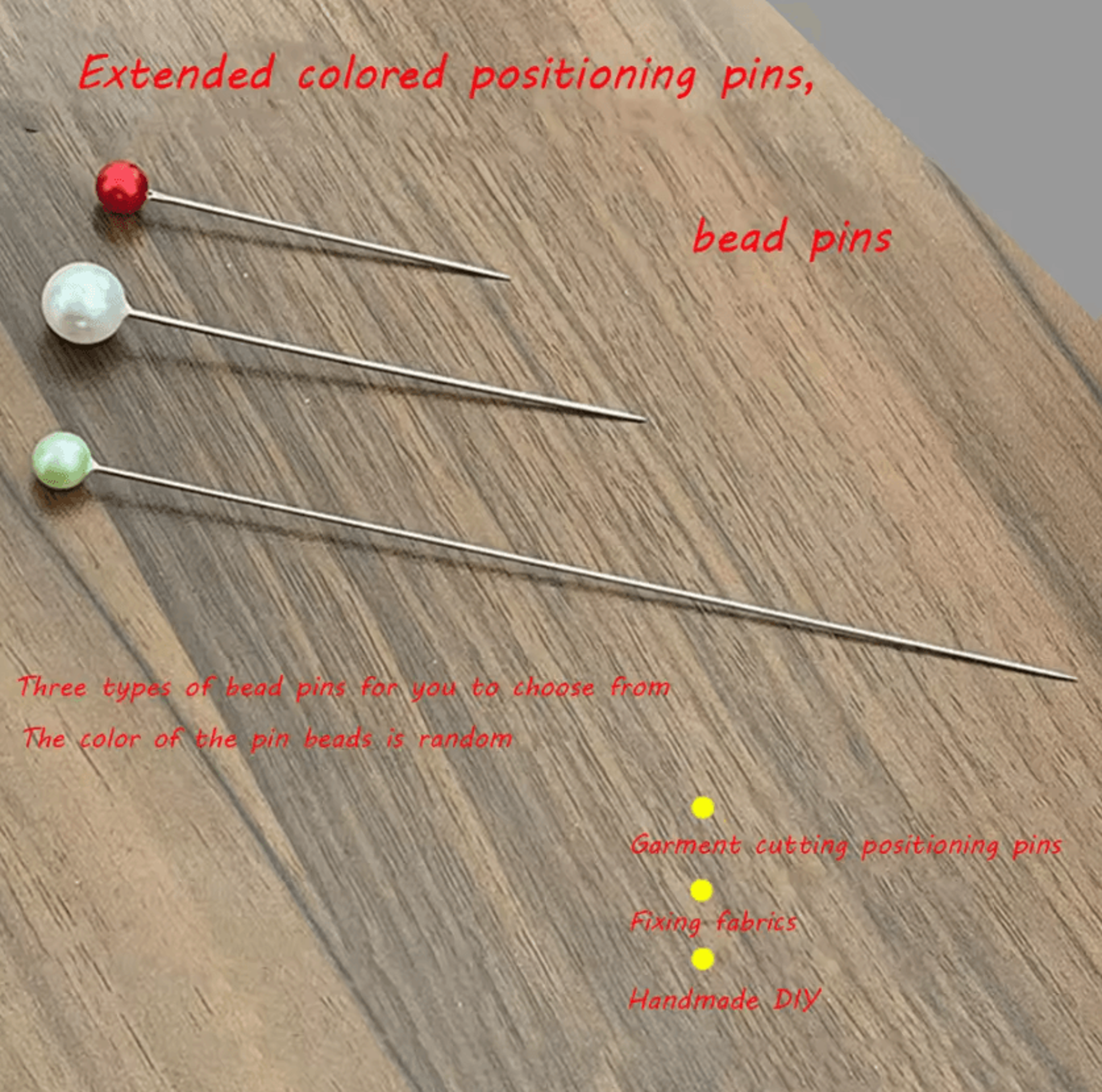 5pcs colorful beaded head sewing pins - assorted length pins for quilting and dressmaking
