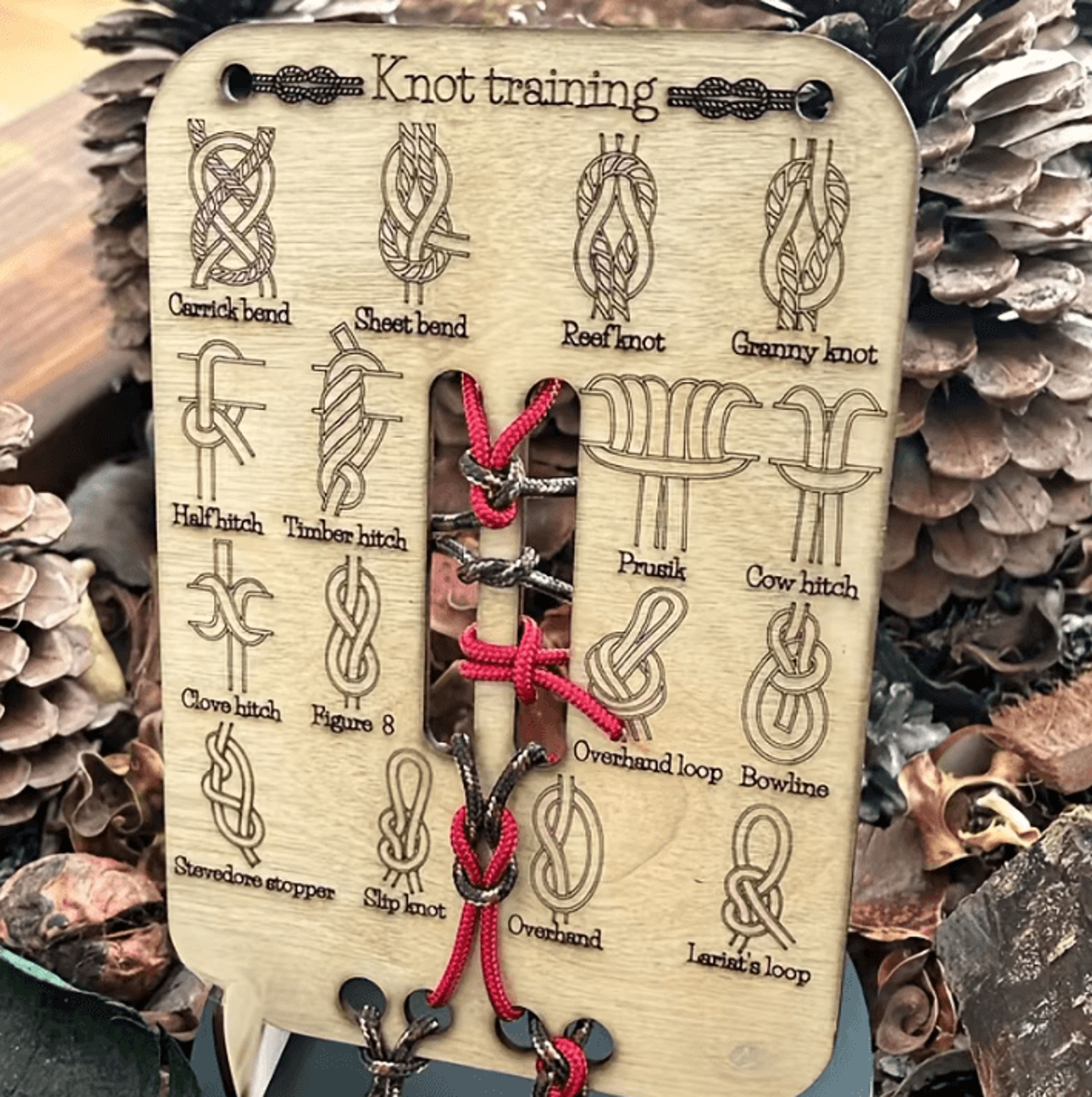 rope knot tying training board kit - outdoor knot practice guide