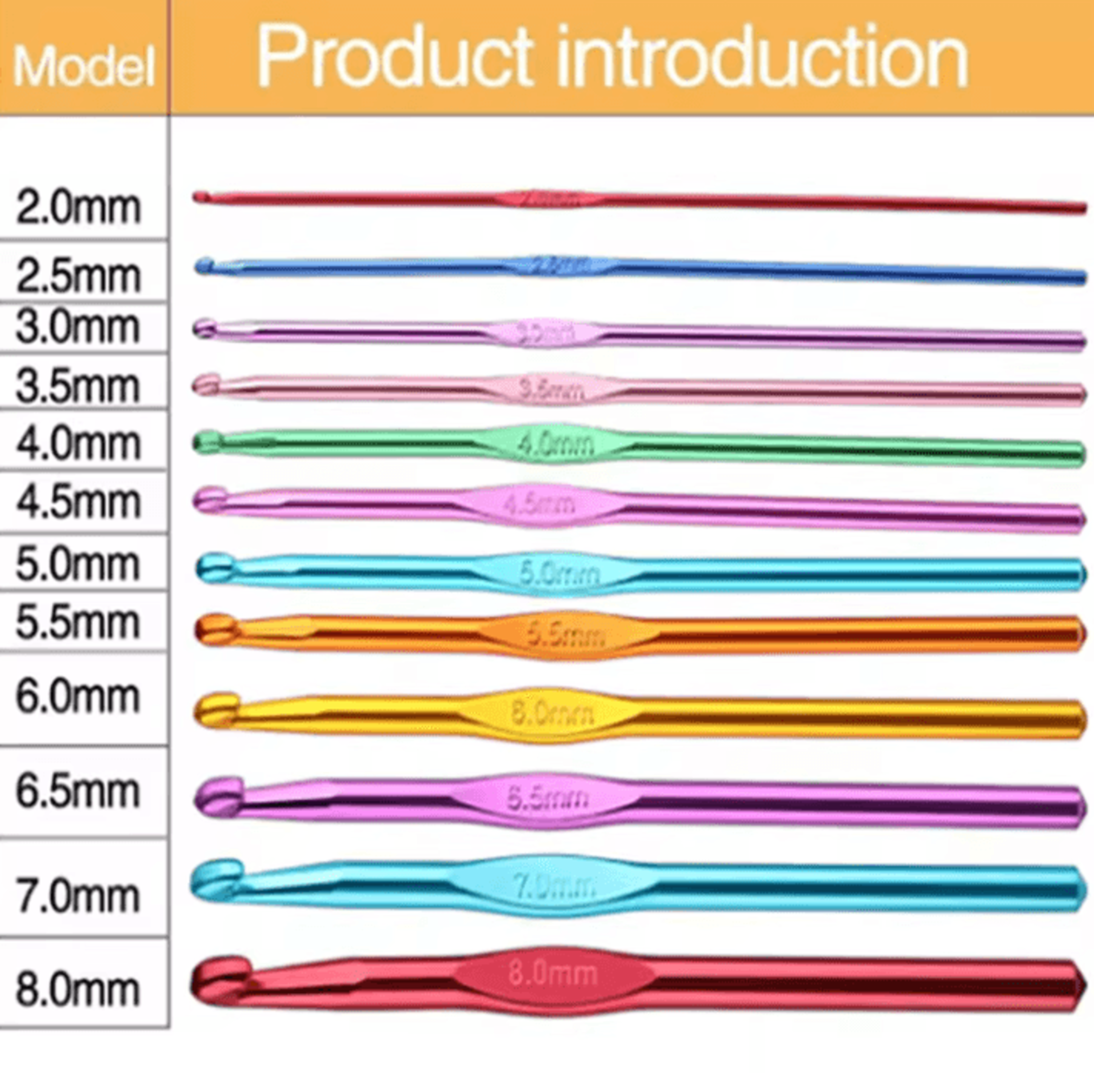 12pcs aluminum crochet hooks set - multicolored crochet needles for diy crafts