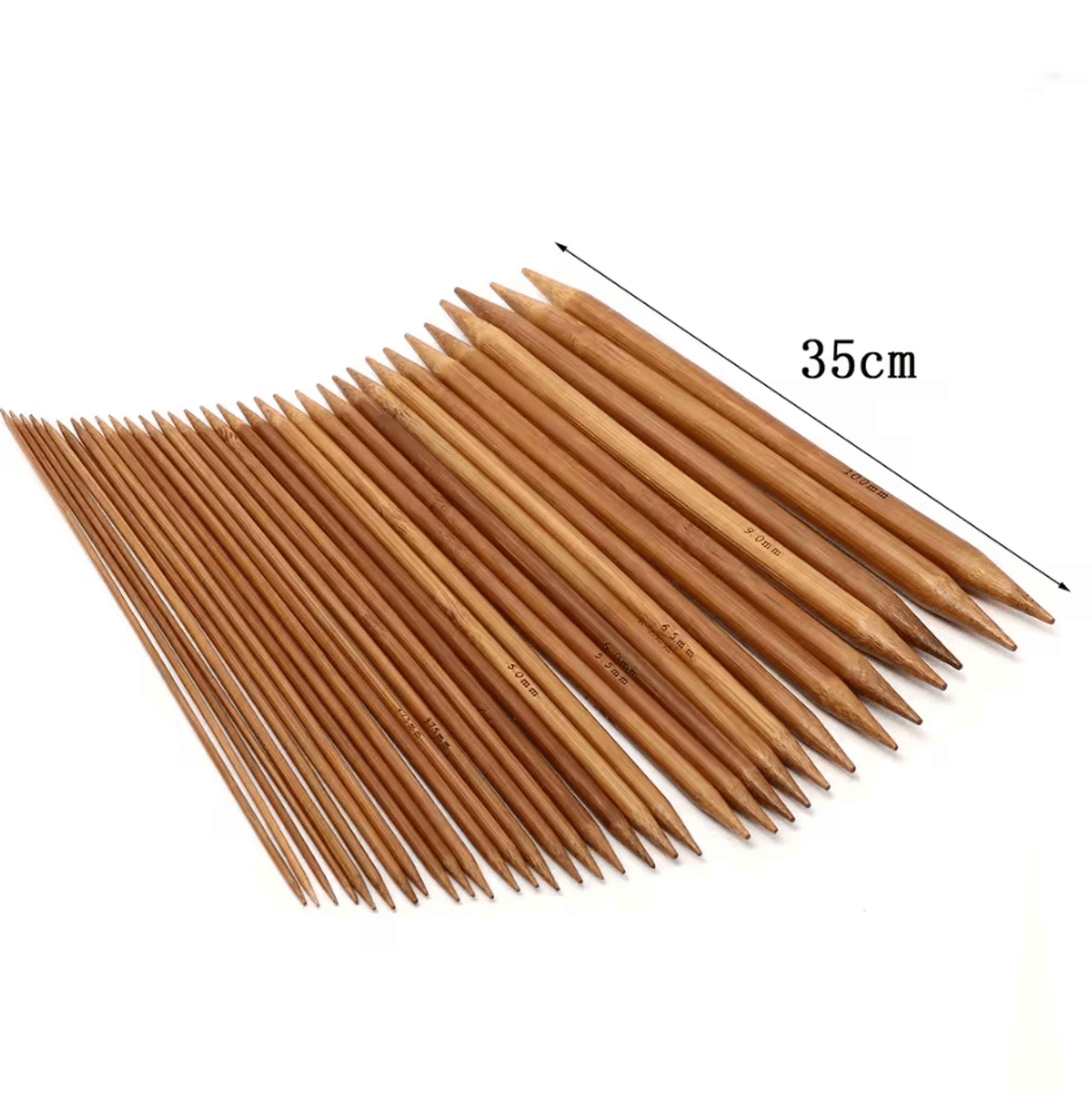5pcs 35cm bamboo double pointed knitting needles - 2.0-10.0mm sweater and scarf needles