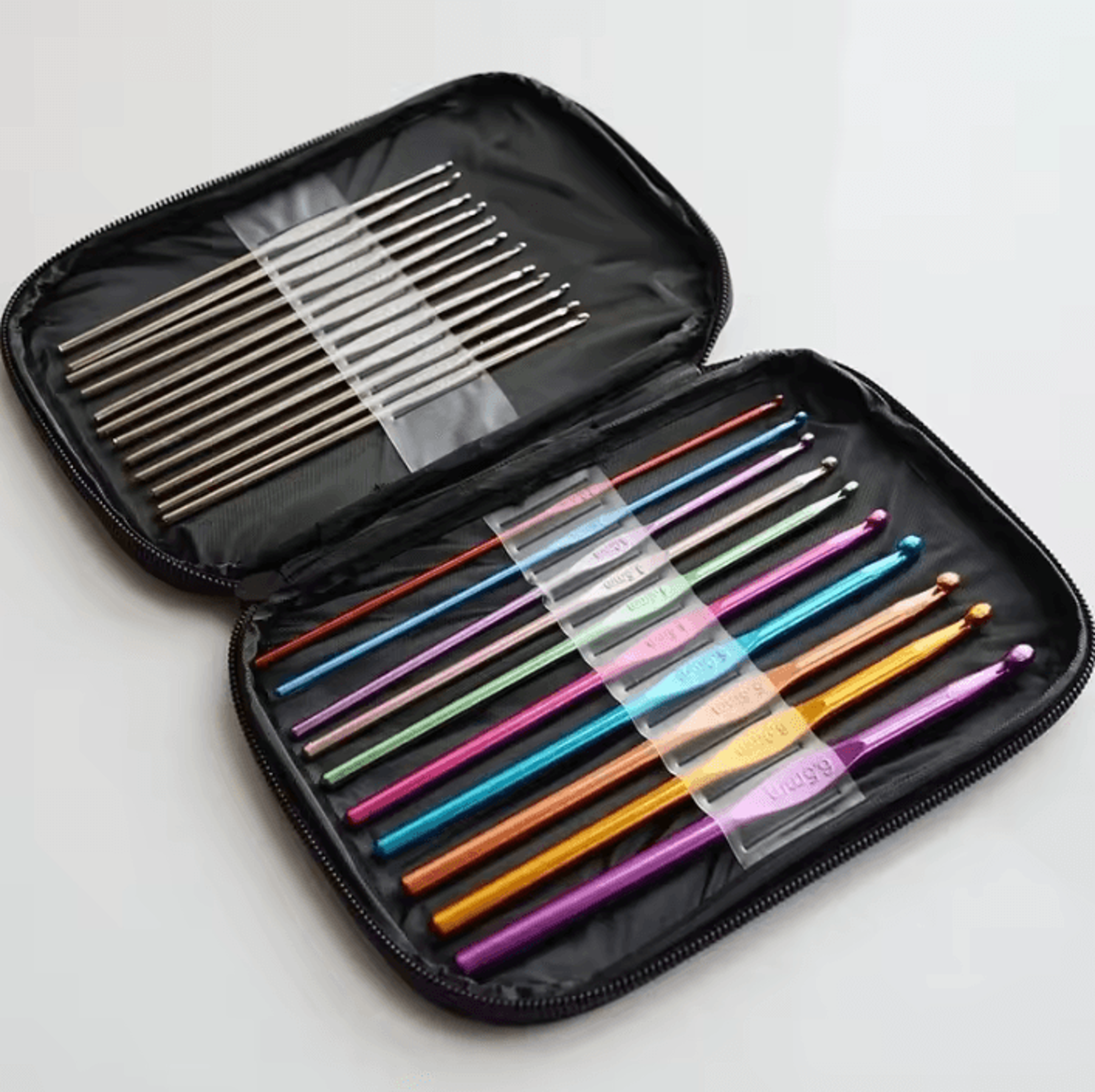 22pcs ergonomic aluminum crochet hook set - multicolor 2-8mm crochet needles