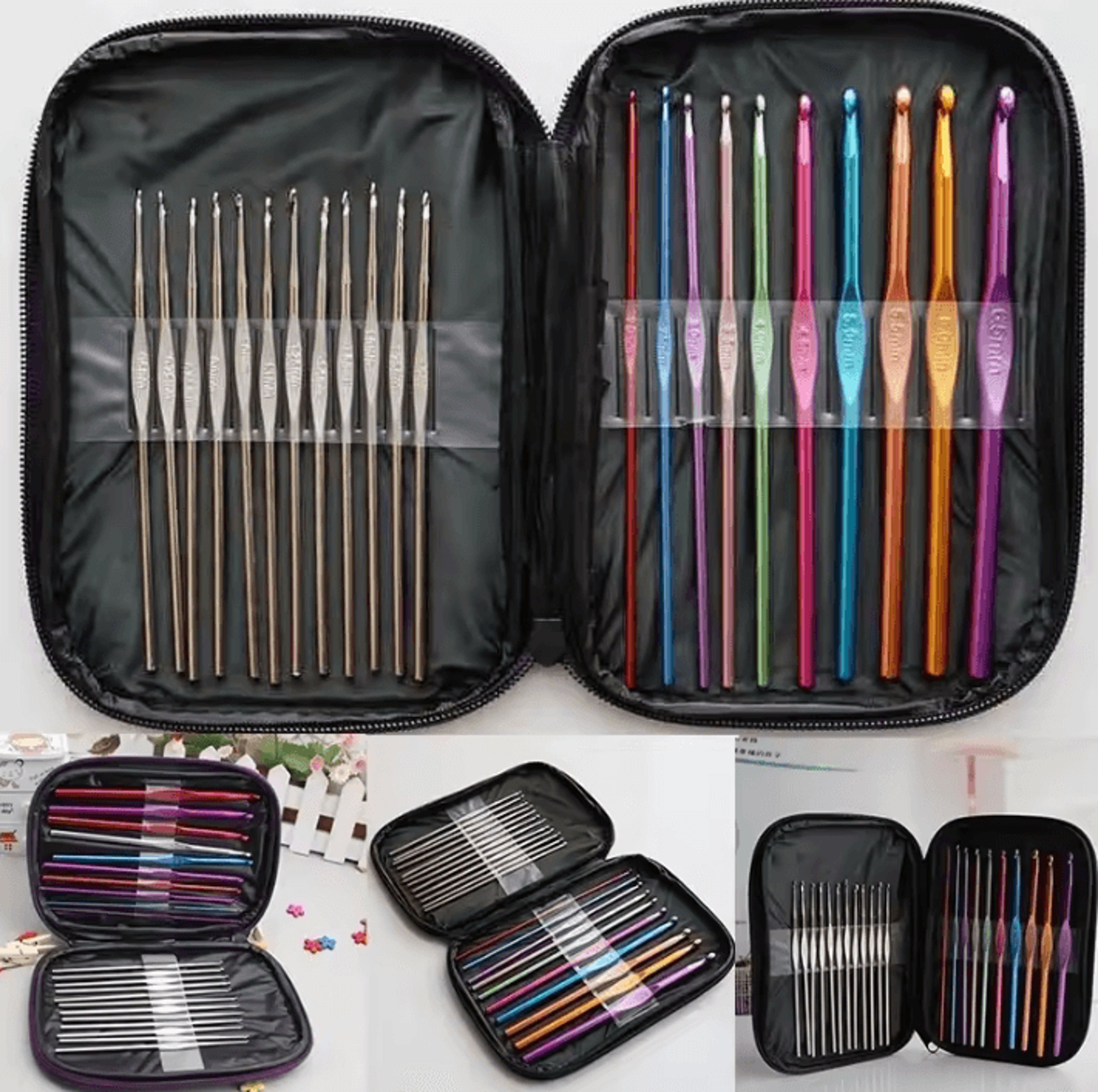 22pcs crochet hook set with case - multisize knitting and weaving tools