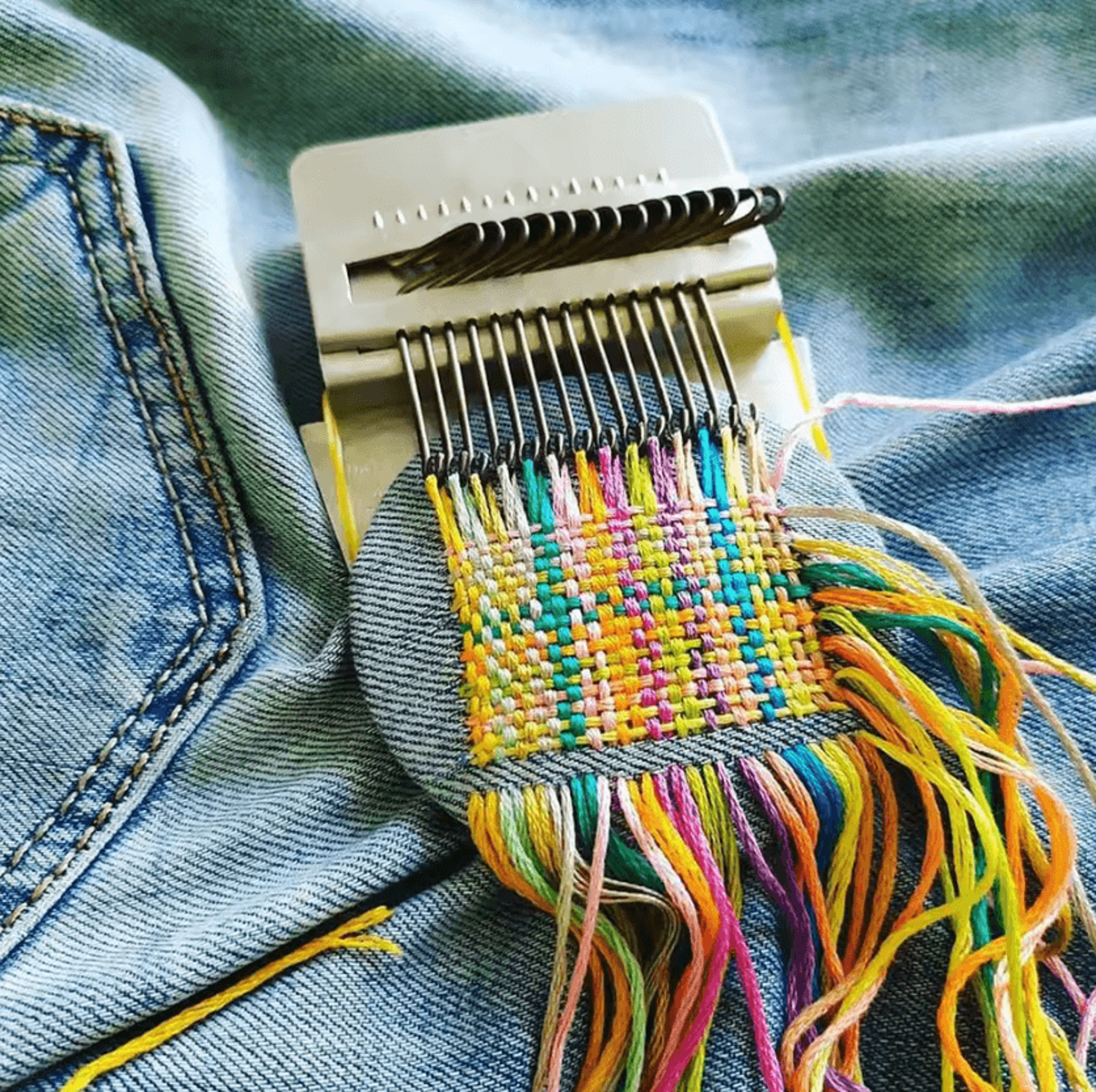speedweve style darning loom for visible mending and fabric repair