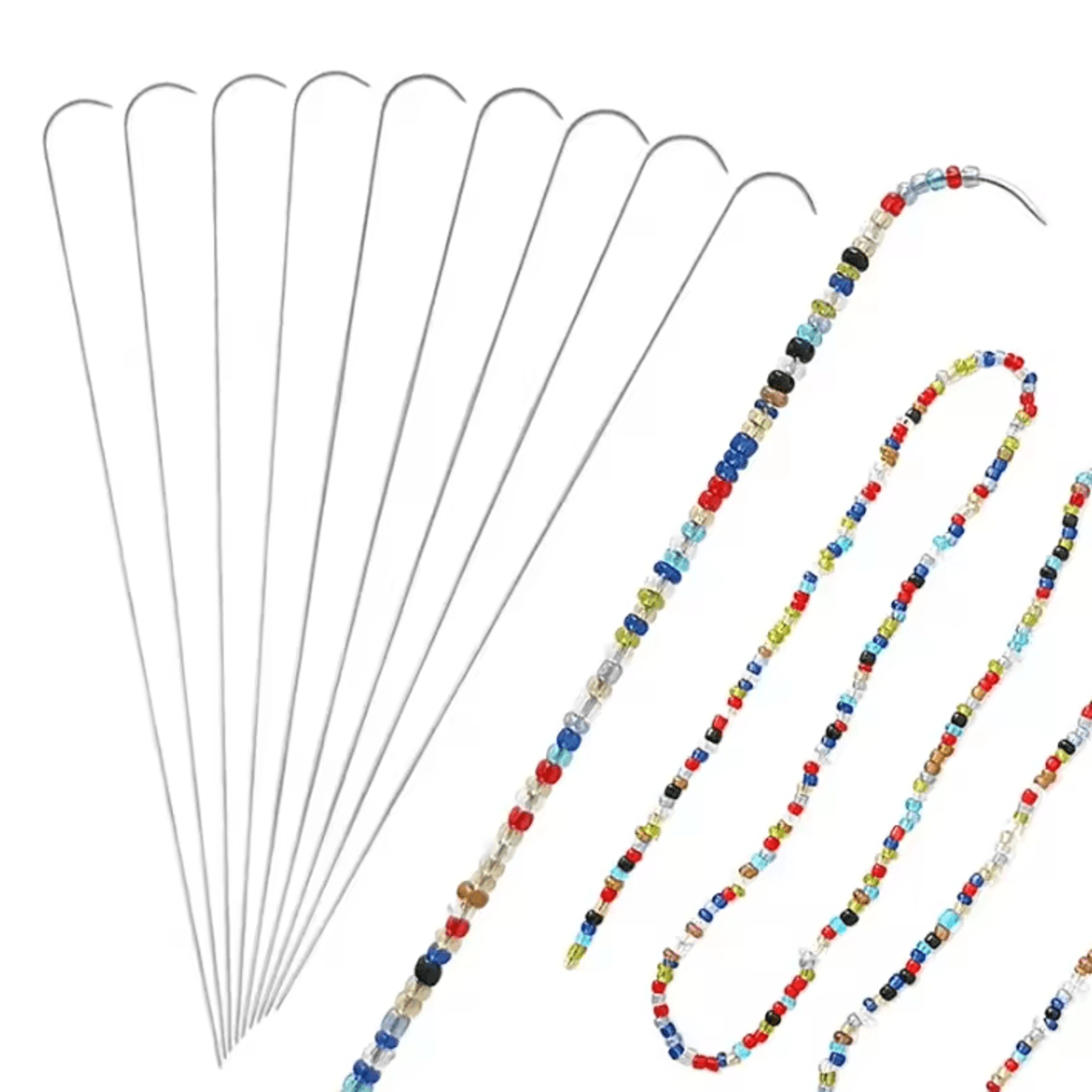 3-piece stainless steel curved beading needle set for bead spinners