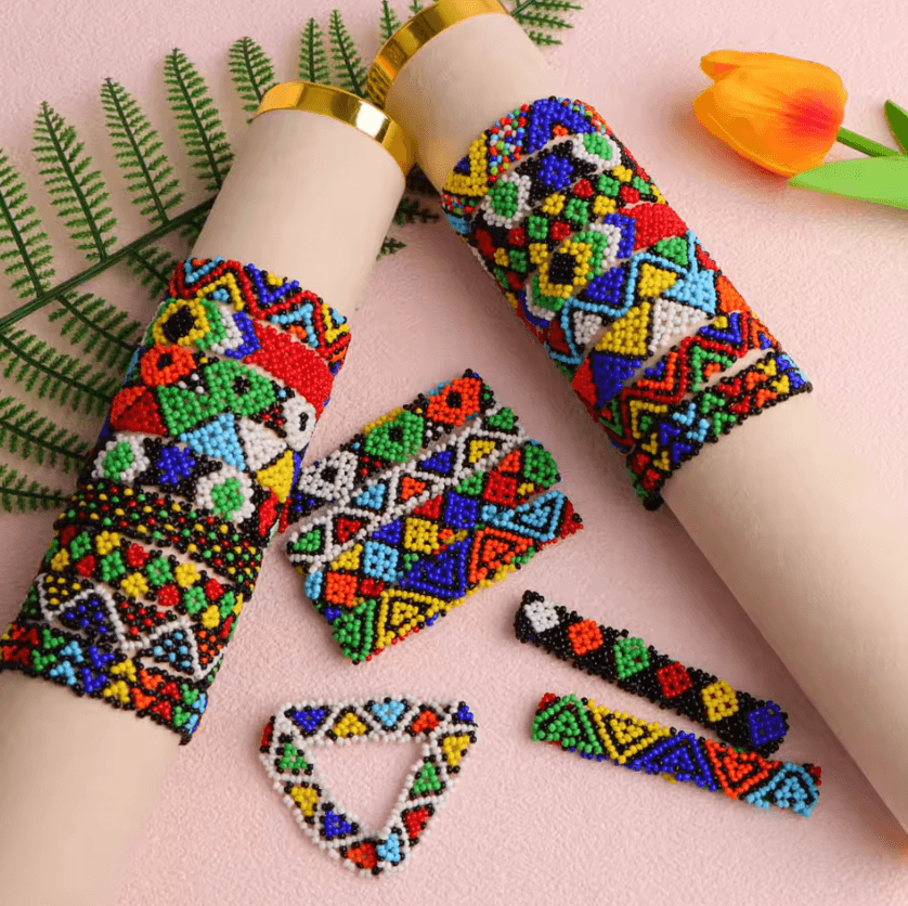 12-piece multicolor elastic beaded bracelet set for women