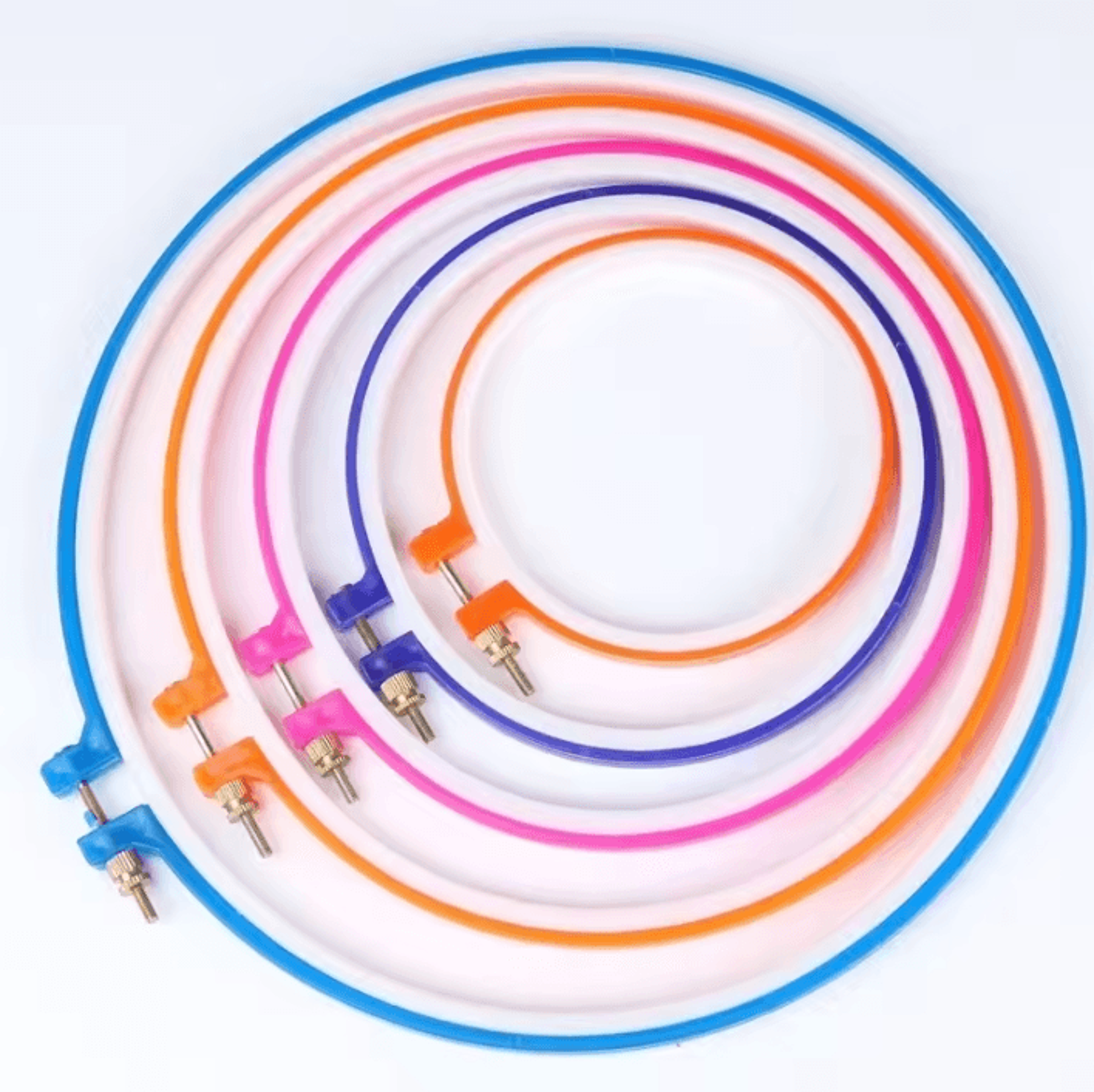 5-piece adjustable plastic embroidery hoop set for cross stitch and sewing
