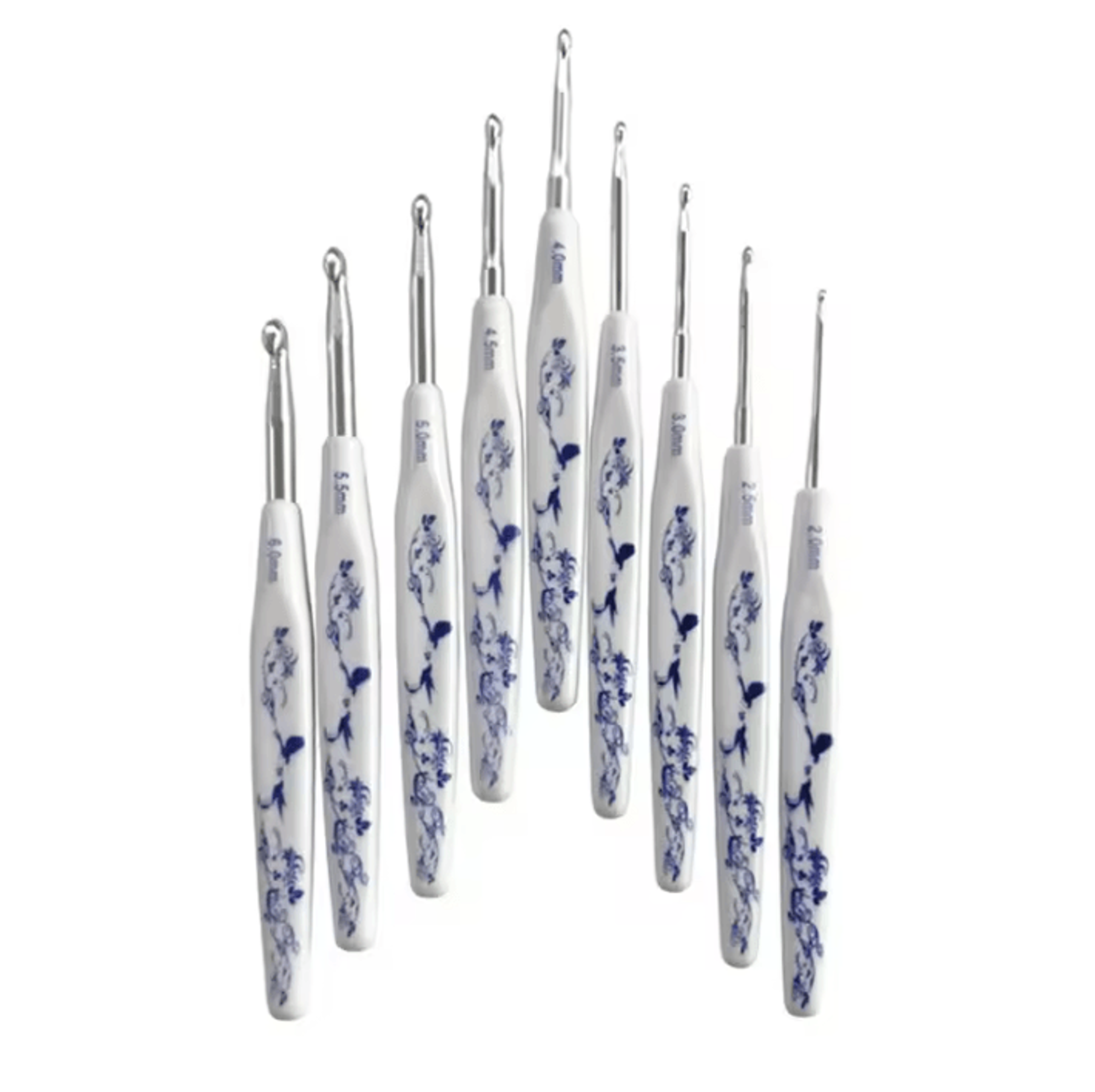 9-piece ergonomic crochet hook set - soft grip aluminum hooks 2.0-6.0mm