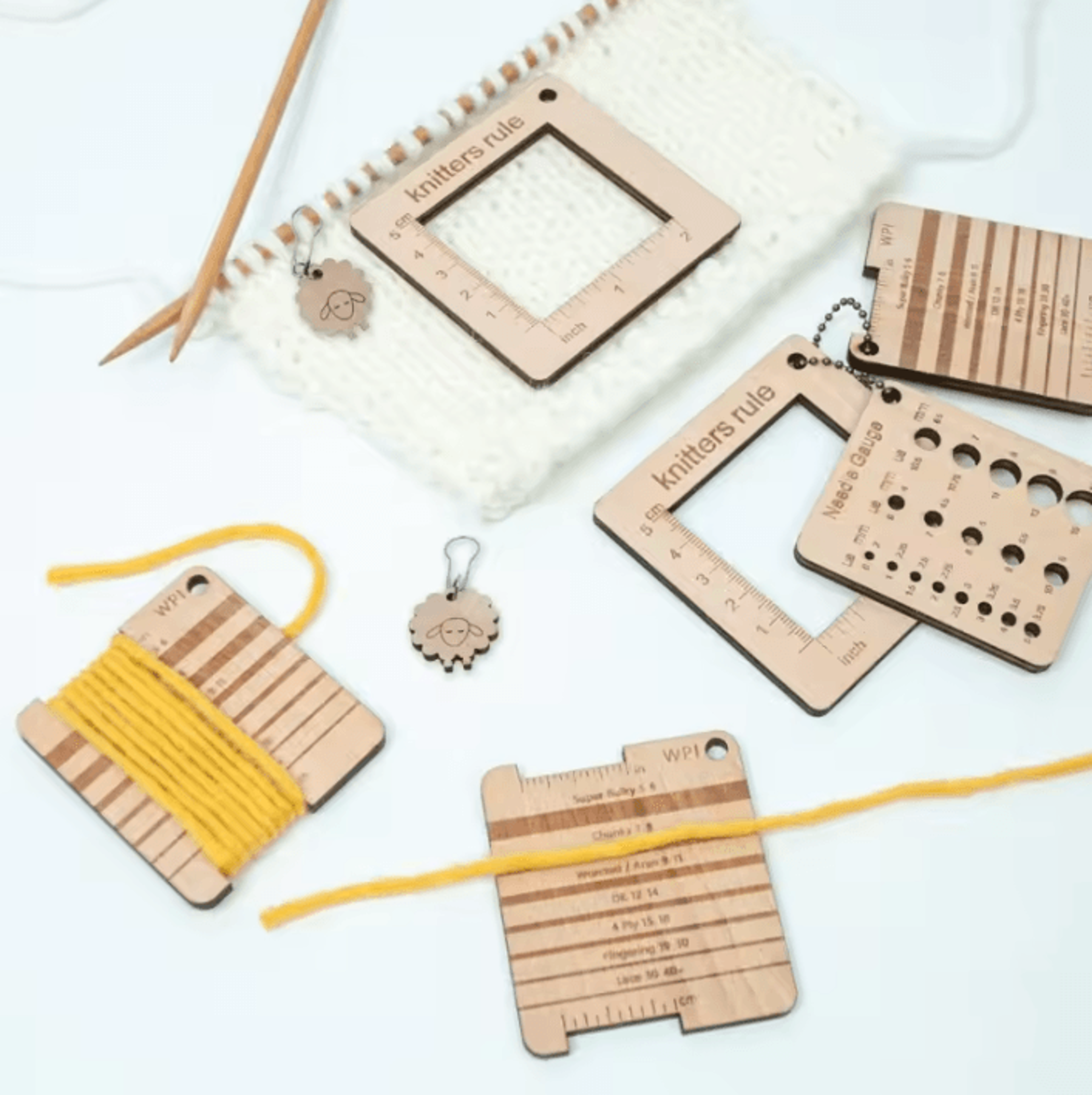 knitting gauge ruler & needle sizer set for crochet and knitting
