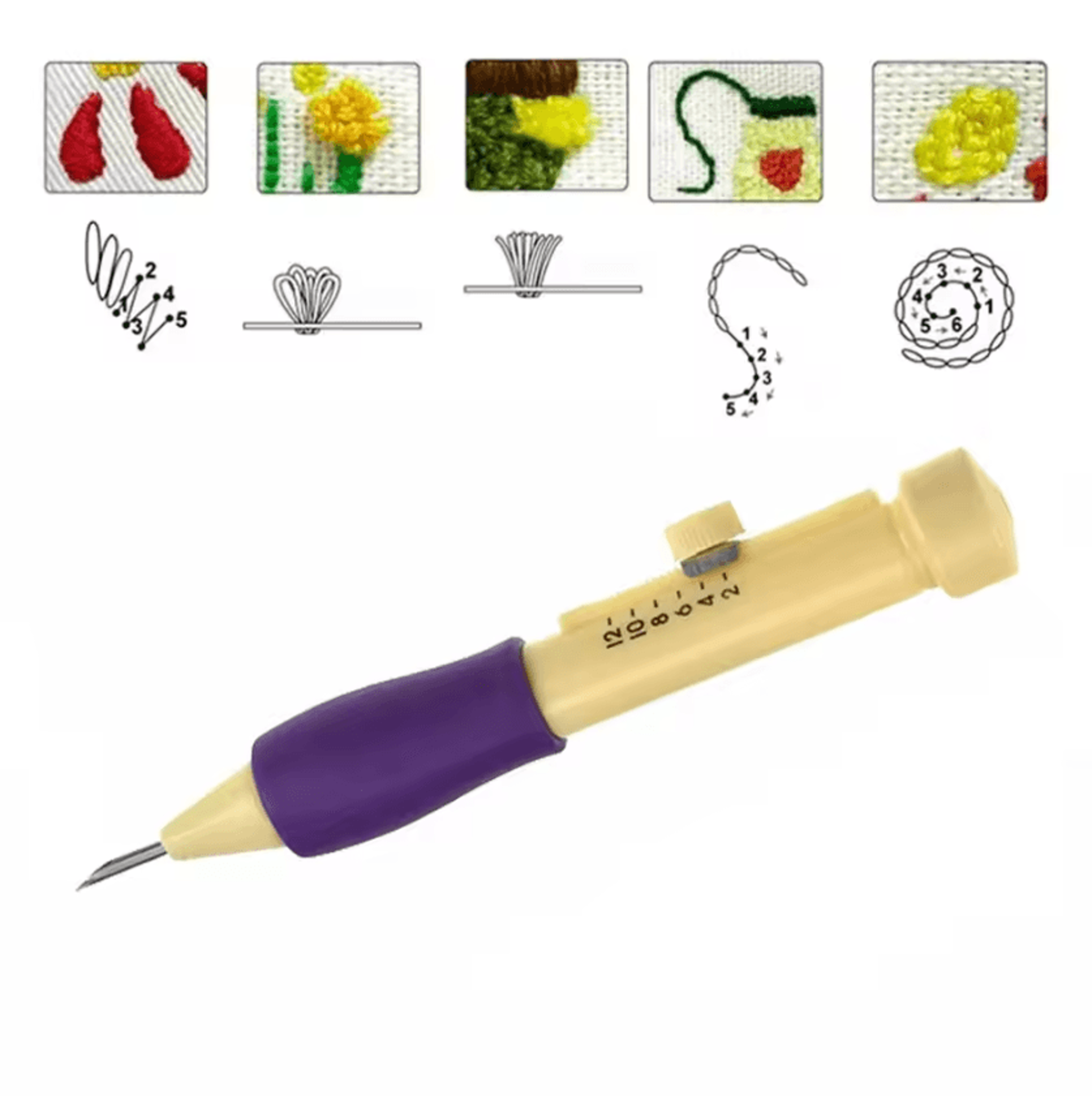 magic punch needle embroidery pen set with 4 needles
