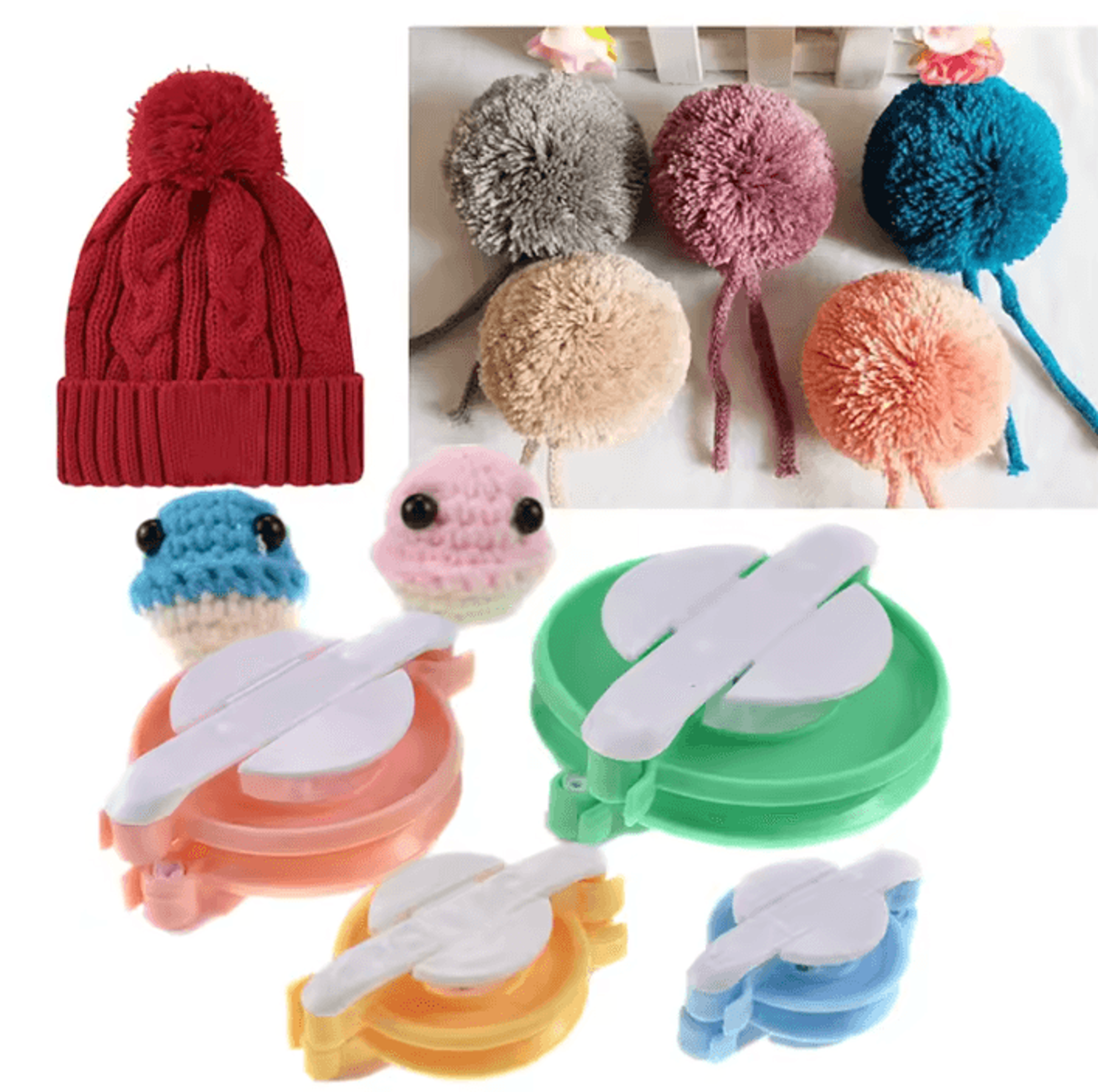 4-piece pom pom maker set for yarn and diy crafts