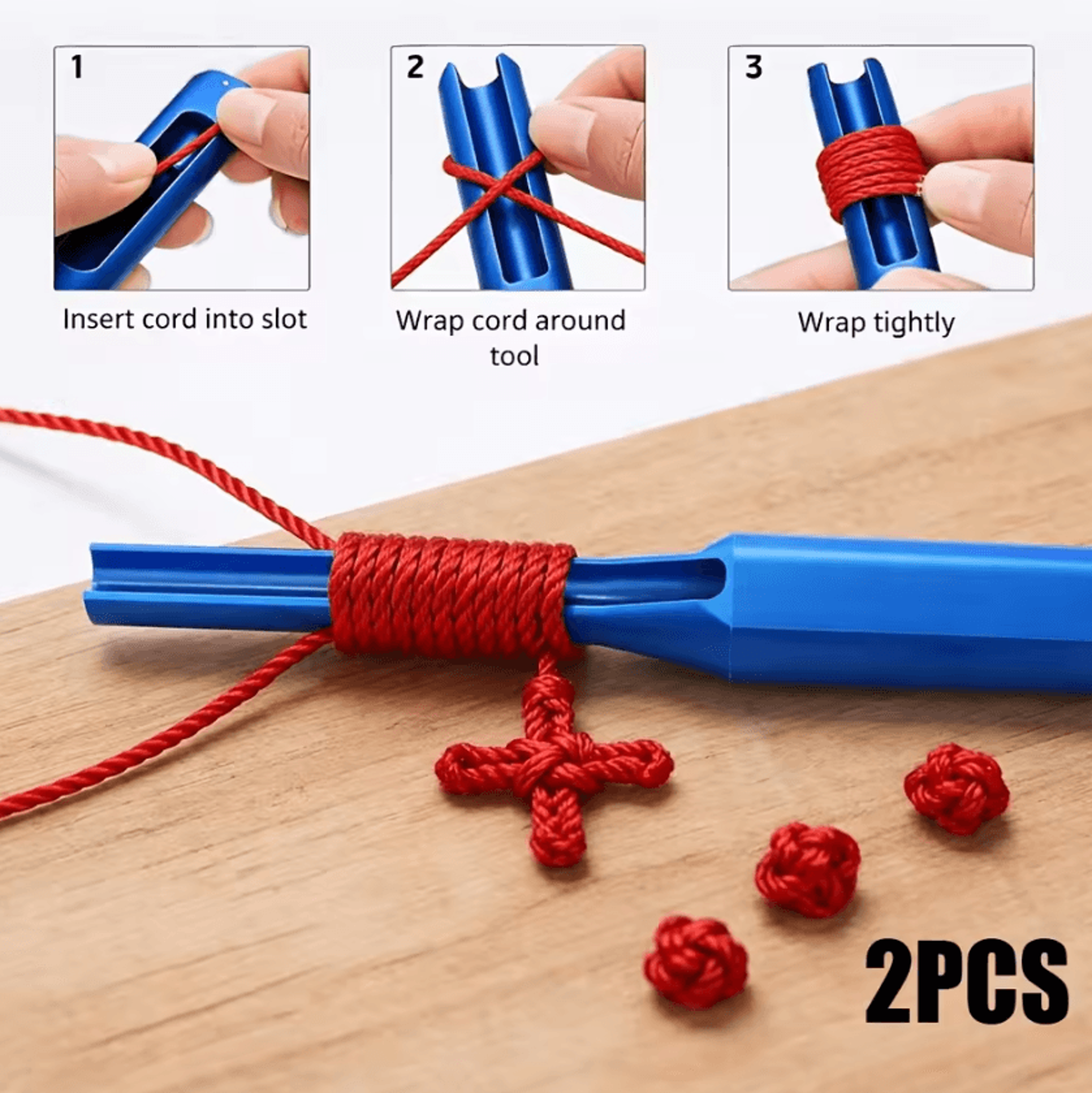 2-piece quick knotting aid set for cord, jewelry and weaving