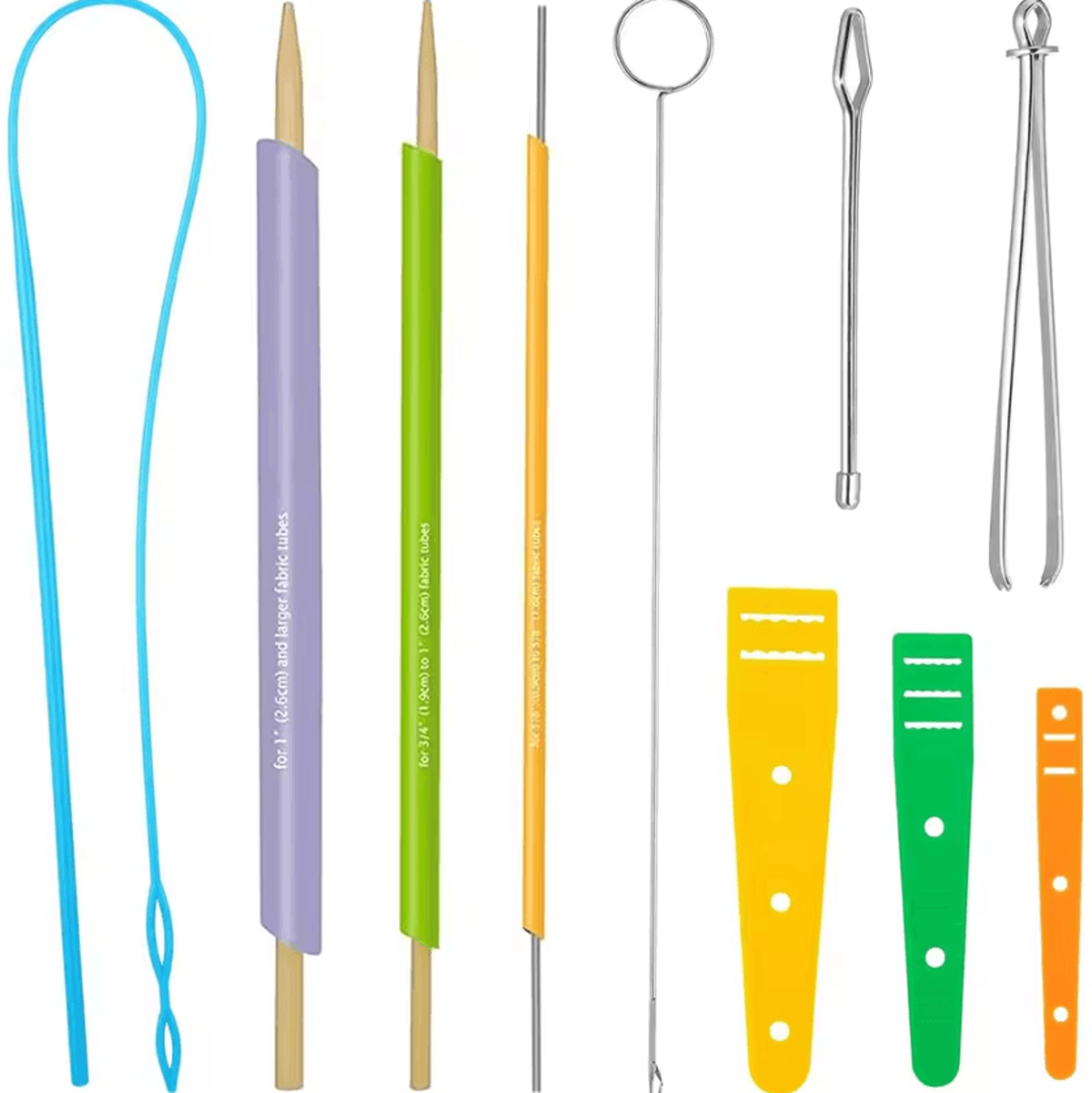 13-piece quick fabric tube turner & drawstring threading tool set