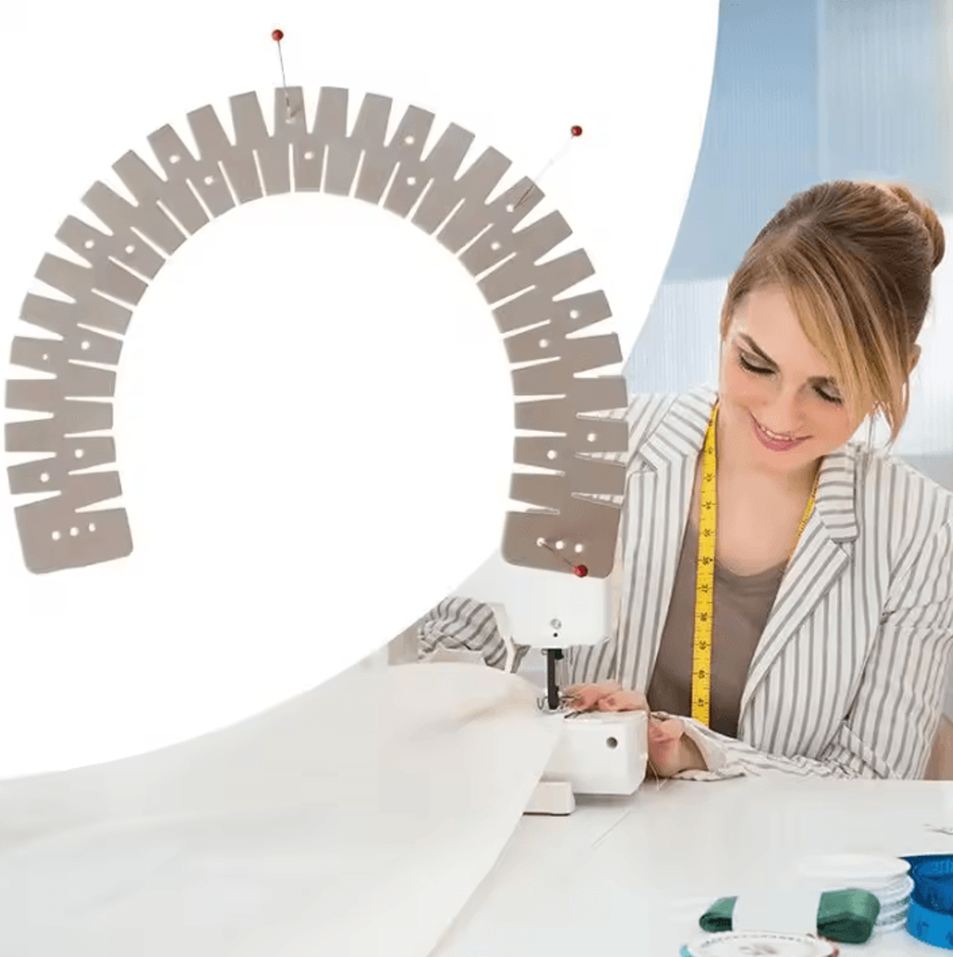 flexible silicone hot hemming ruler for straight & curved fabric
