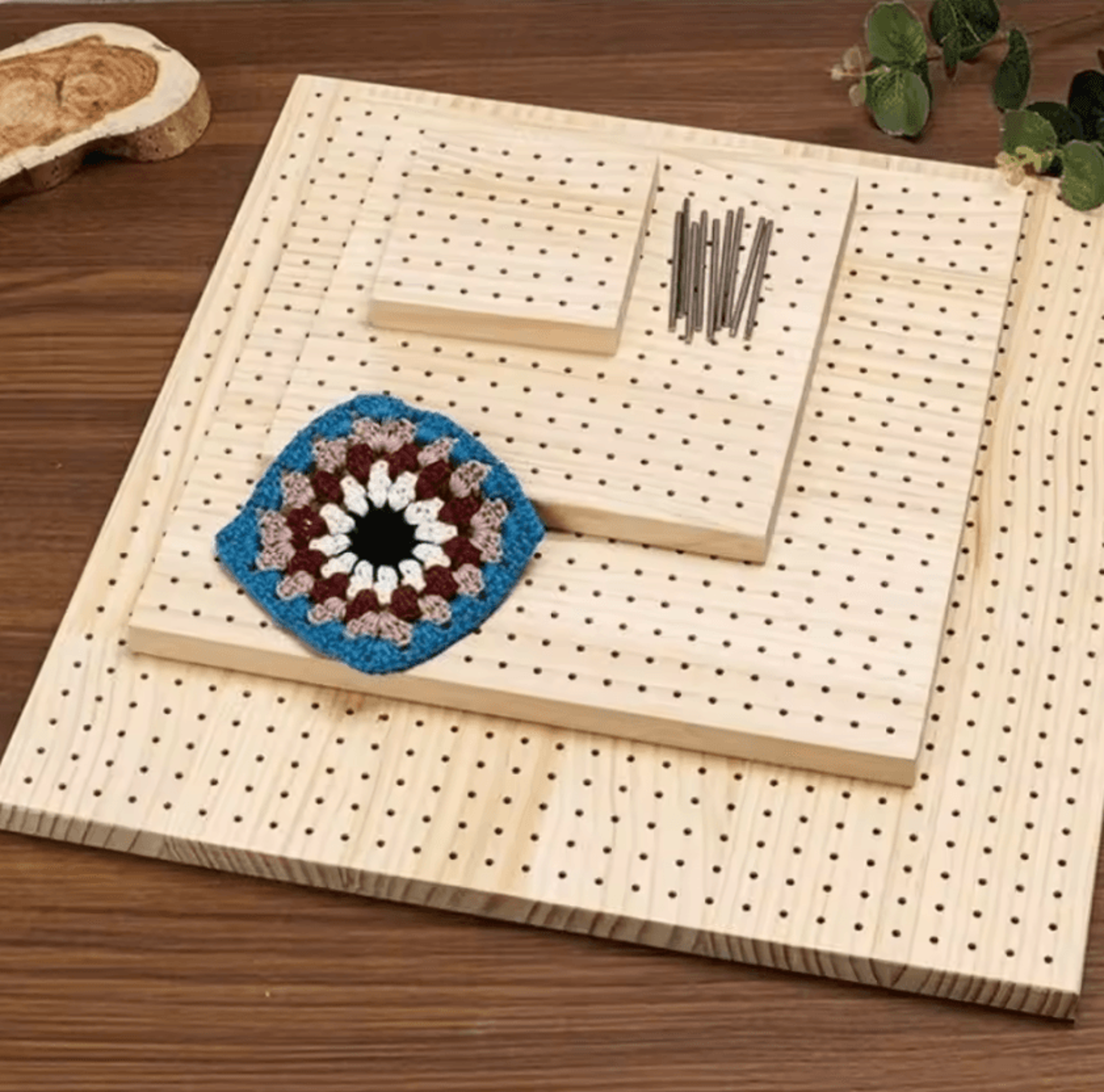 wooden crochet blocking board with stainless steel pins