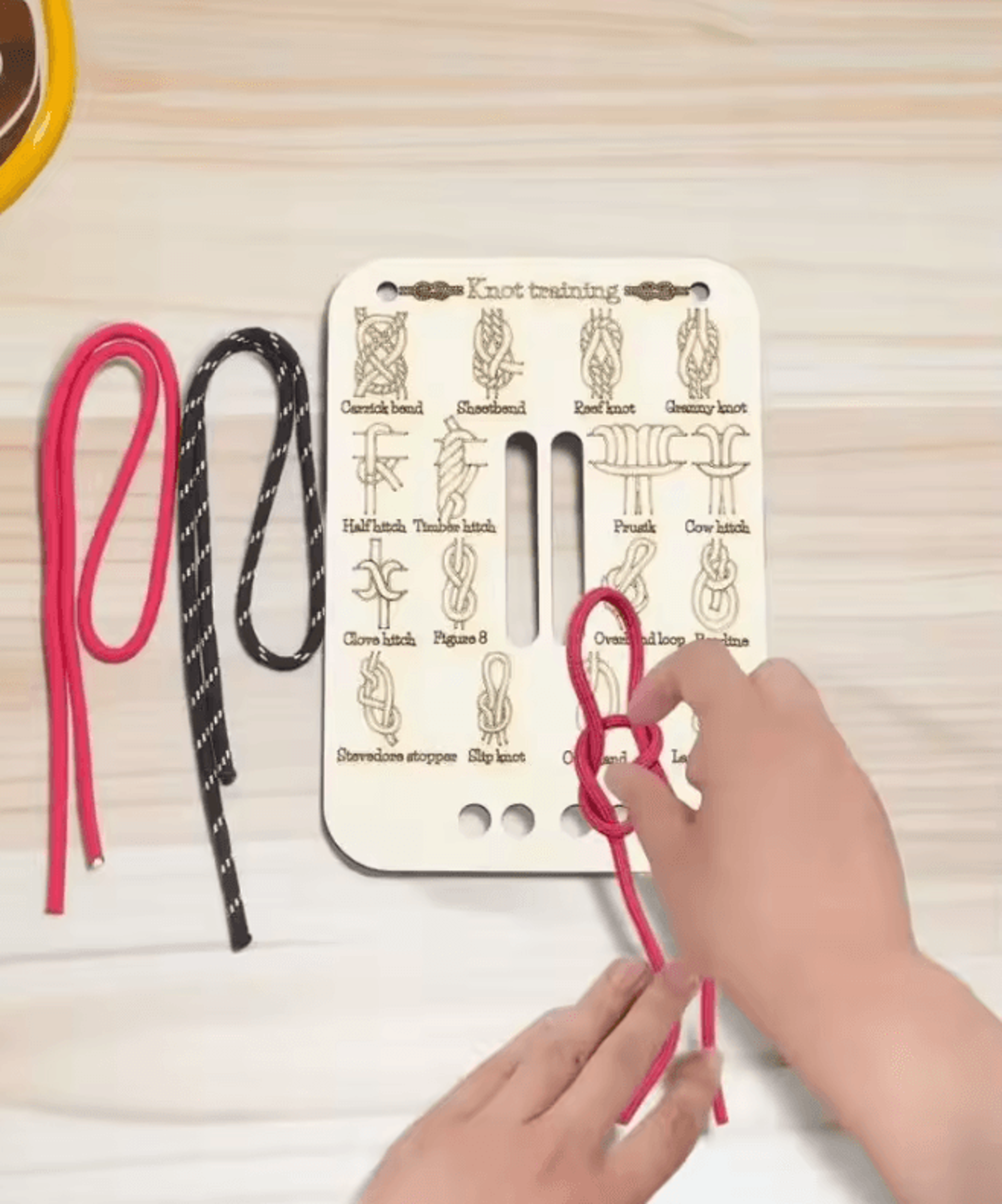 knot tying training board & rope practice kit for camping