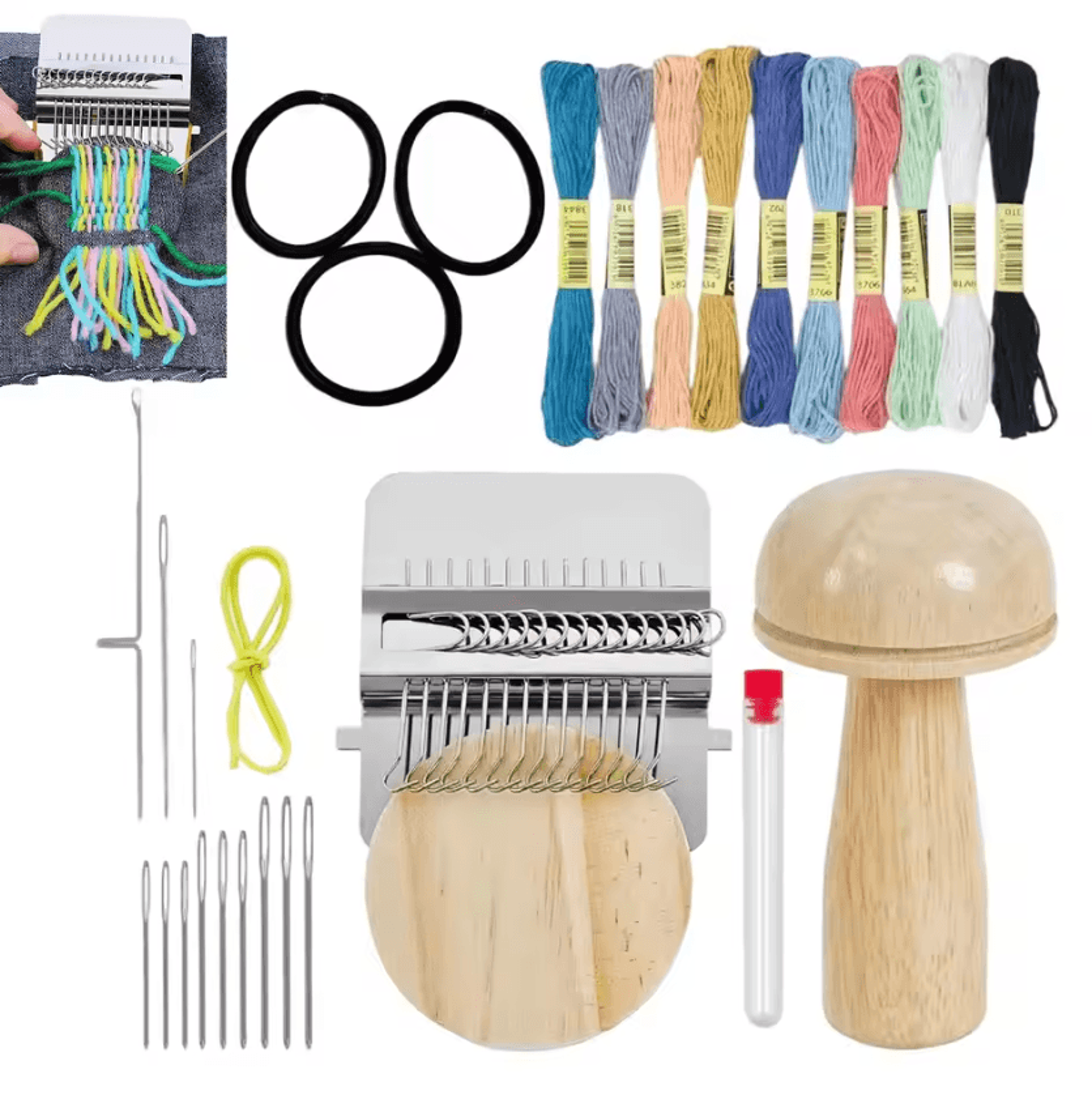 portable mushroom darning patch maker kit for socks, sweaters & jeans