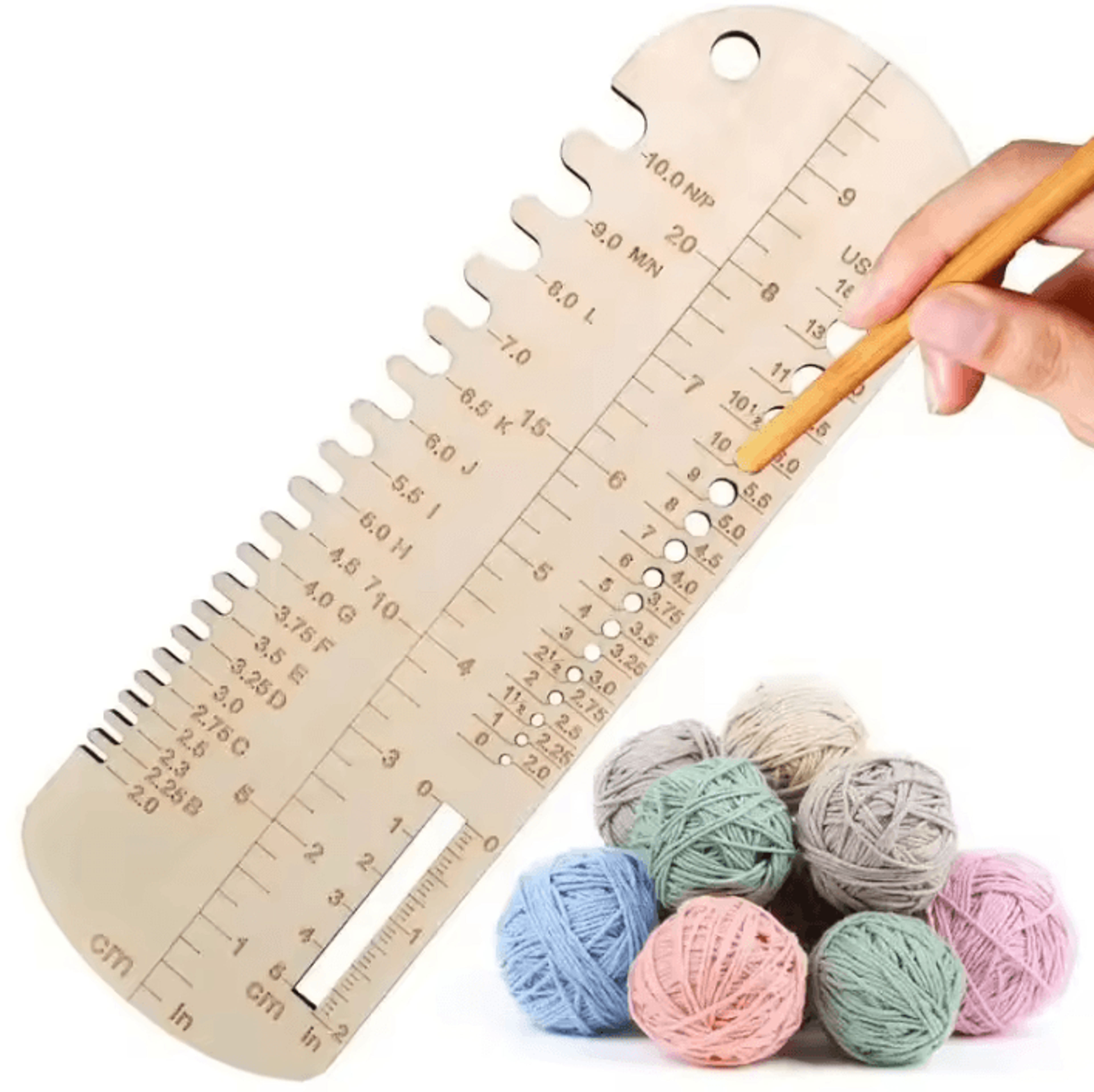yomdid wooden sock ruler & knitting needle gauge