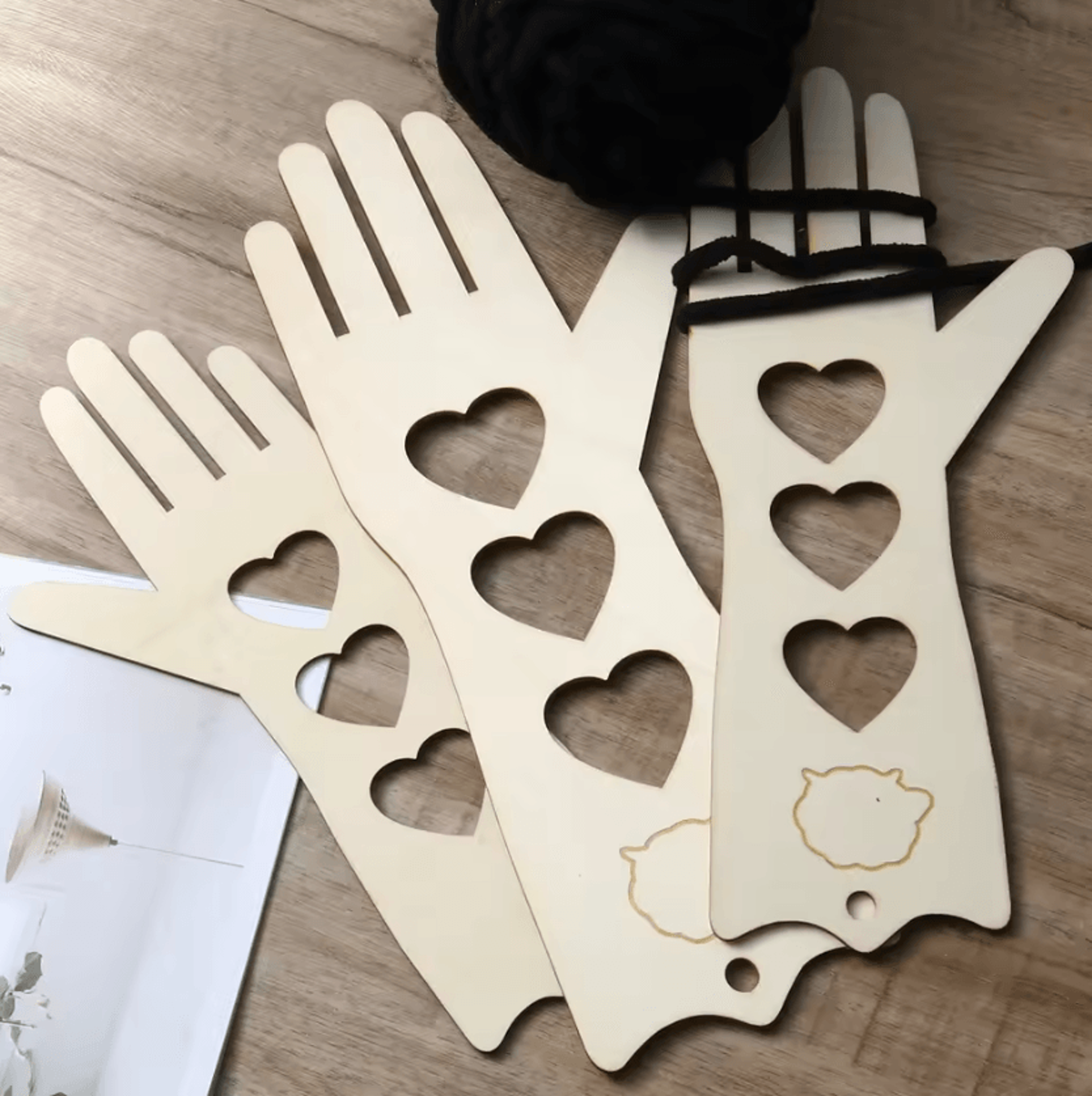 2-piece wooden glove blockers for knitting & crochet