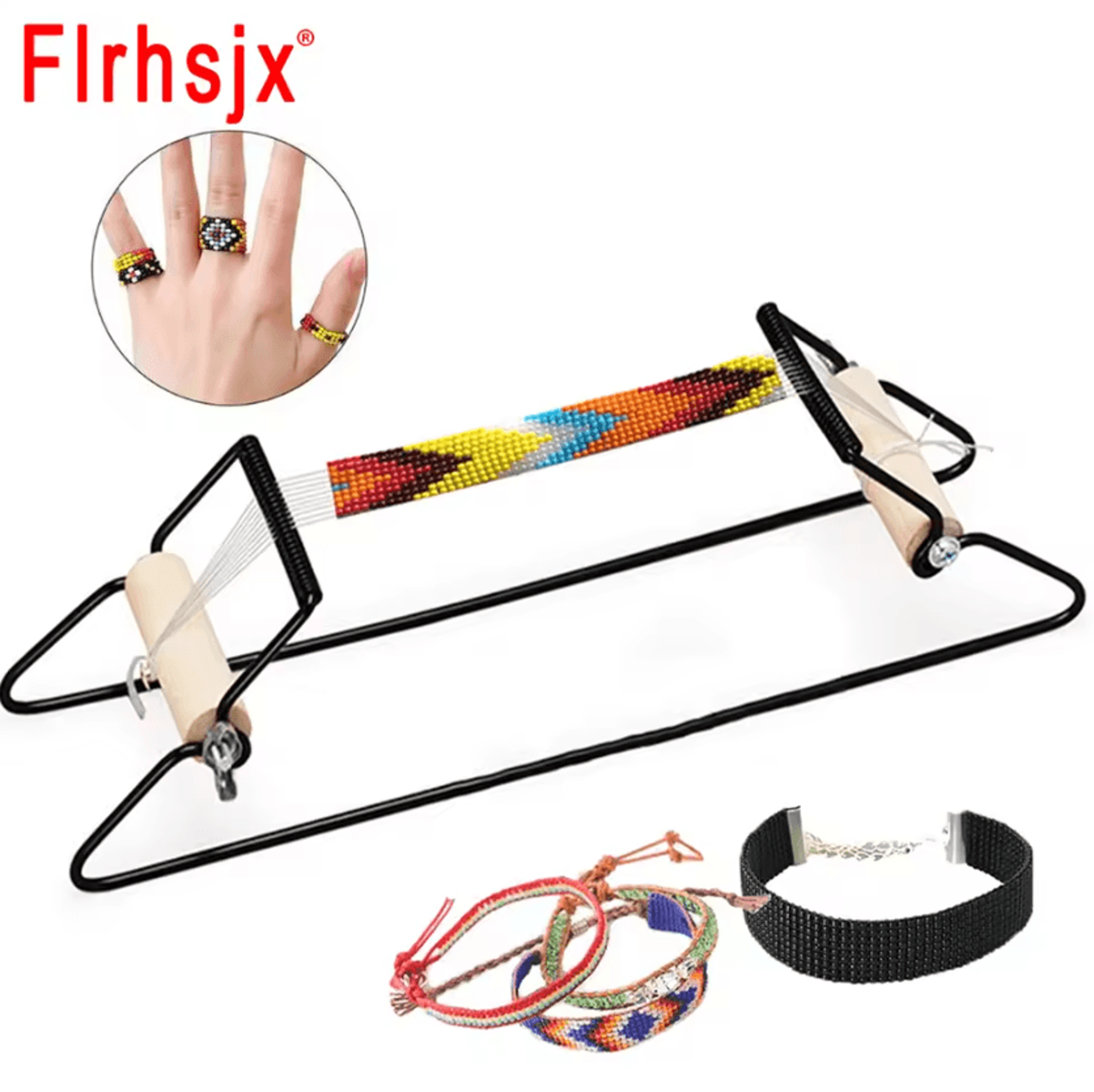 stainless steel beading loom with wooden handles for jewelry making