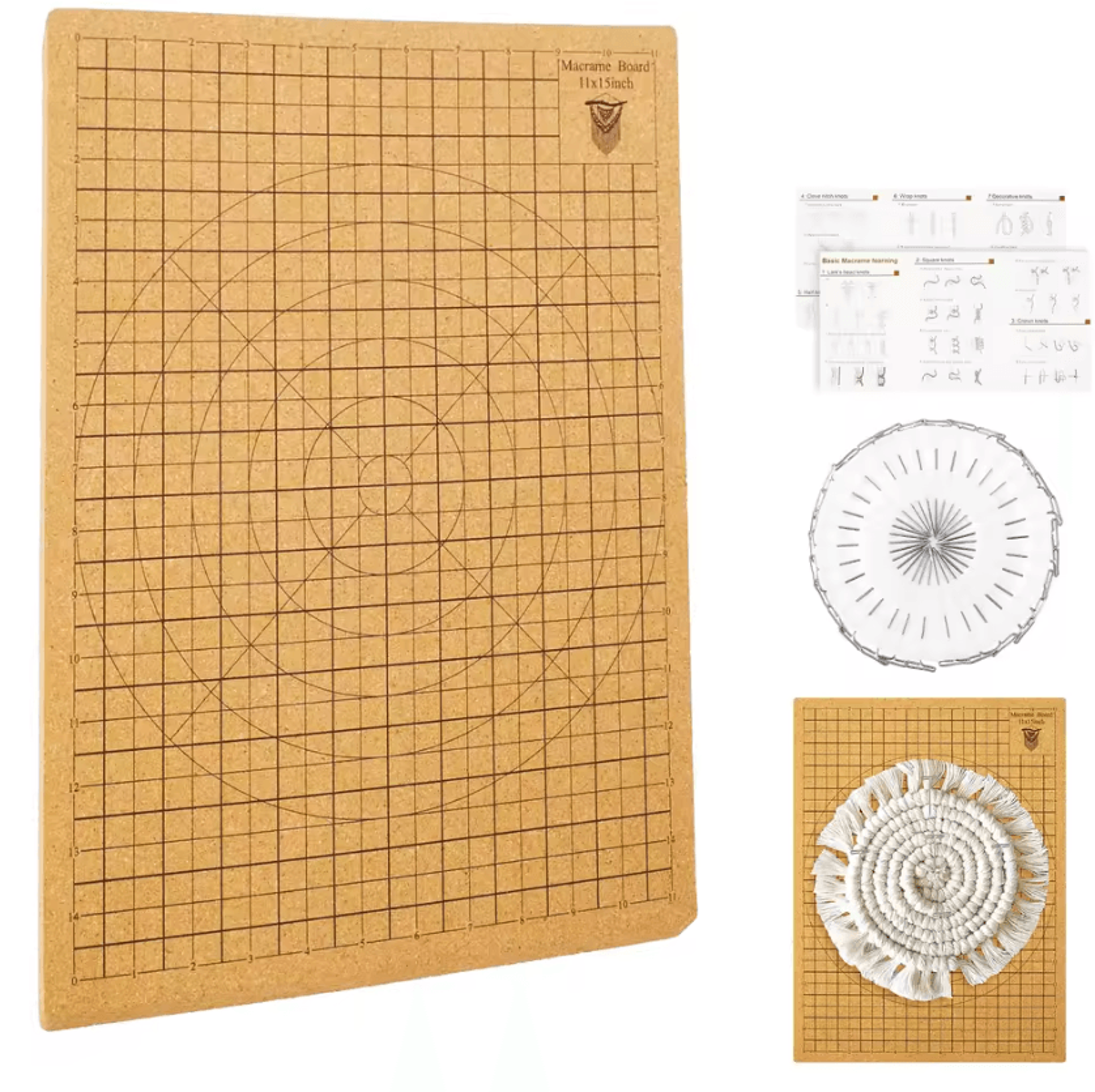 double-sided macrame board with grids & 30 t-pins