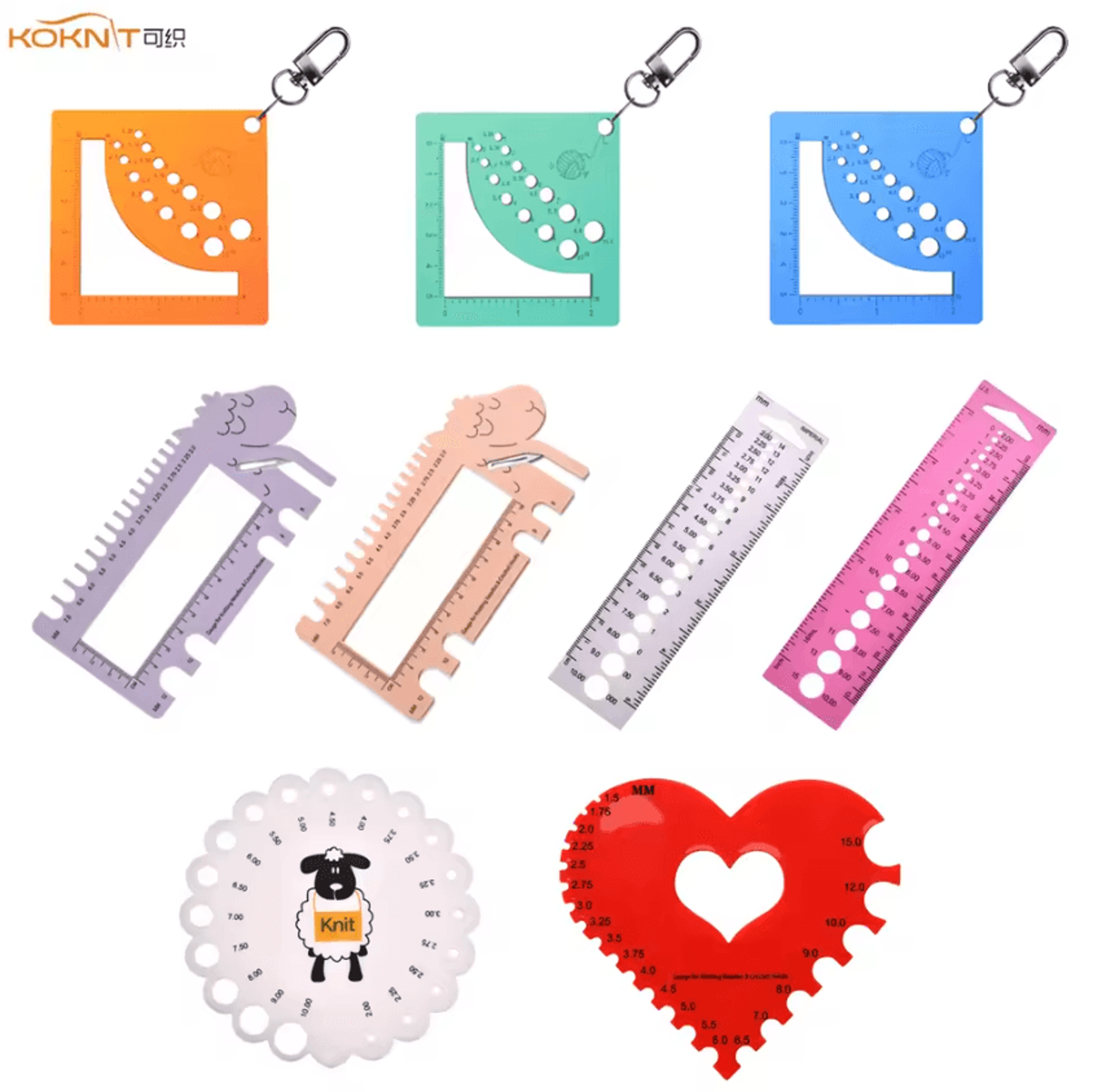portable knitting needle gauge ruler for crochet & knitting