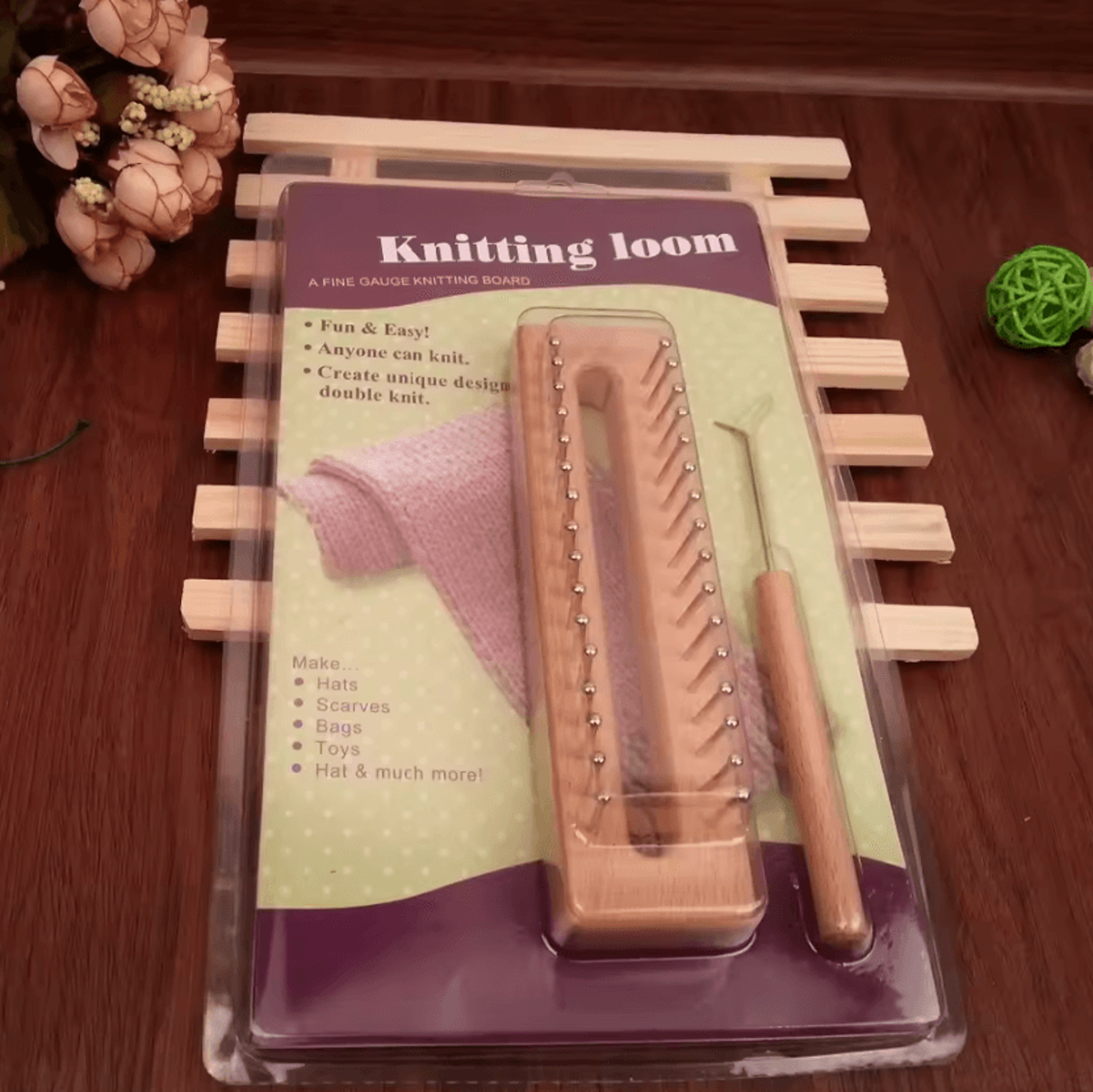 wooden knitting loom board for easy diy weaving