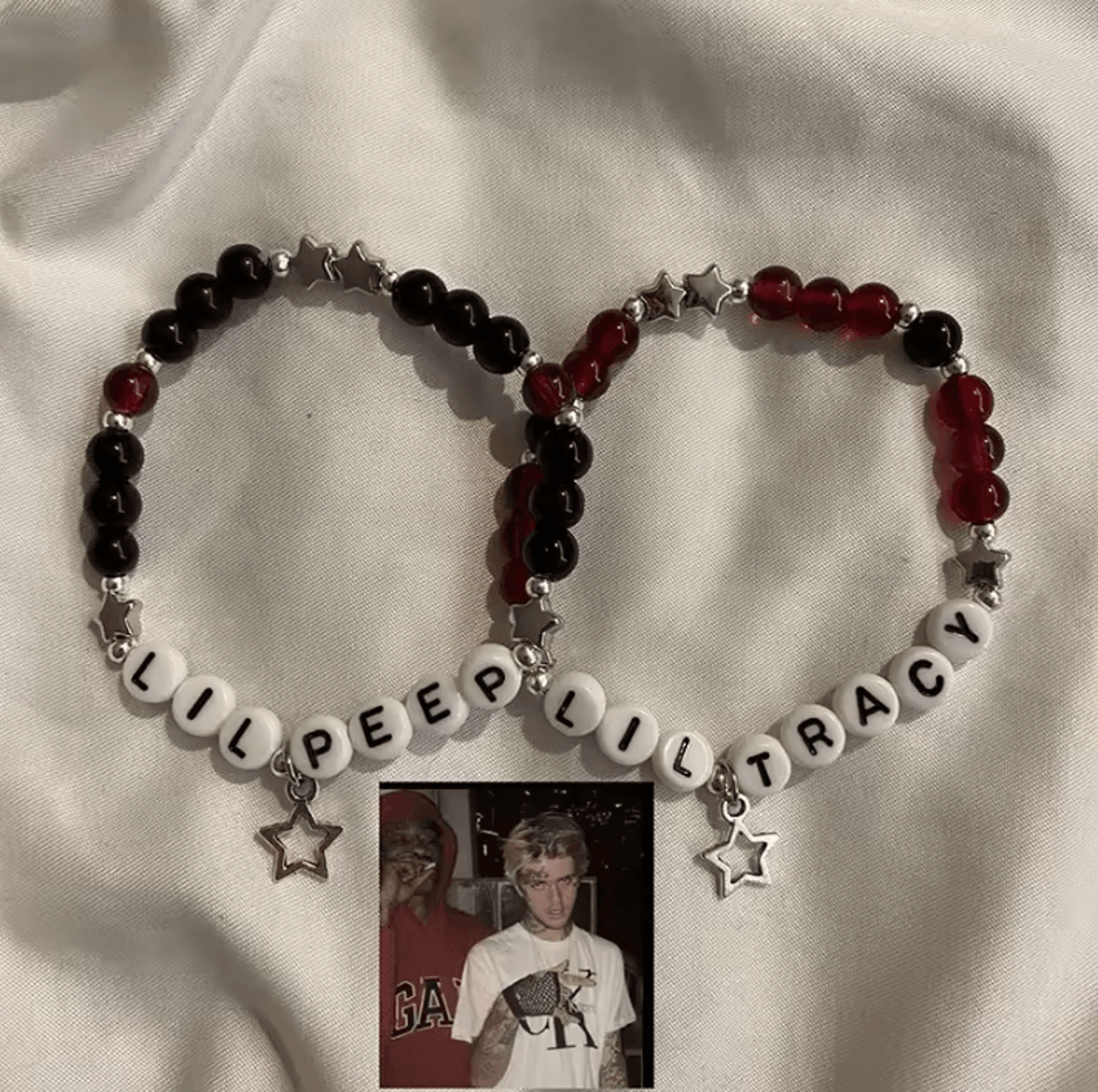 lil peep and lil tracy inspired matching beaded bracelet set